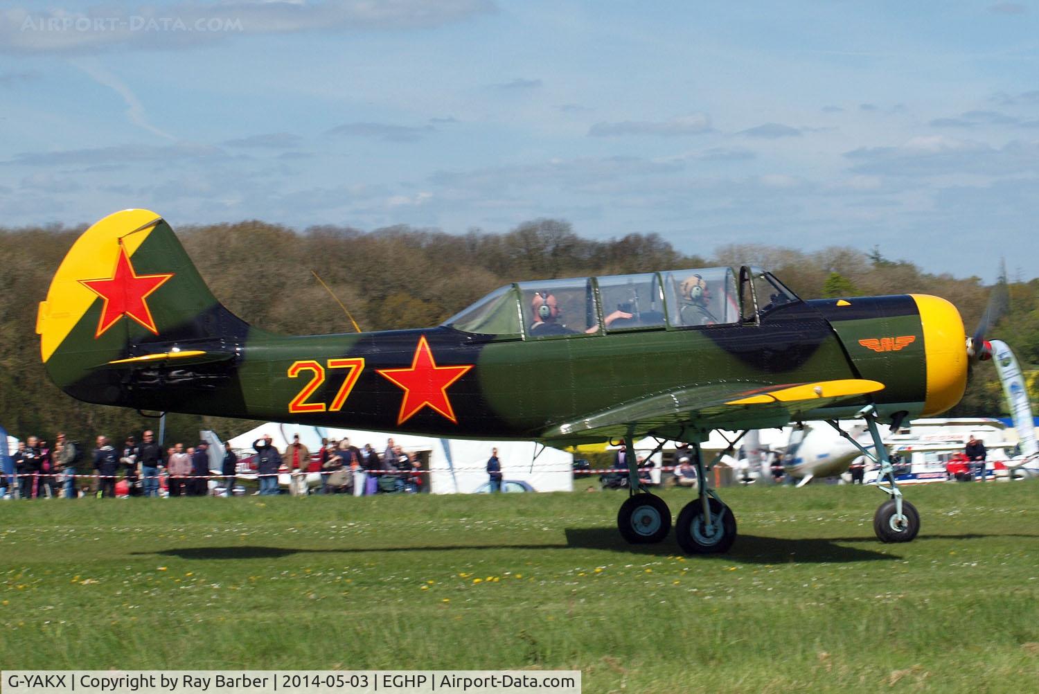 G-YAKX, 1991 Yakovlev (Aerostar) Yak-52 C/N 9111307, Yakovlev Yak-52 [9111307] Popham~G 03/05/2014