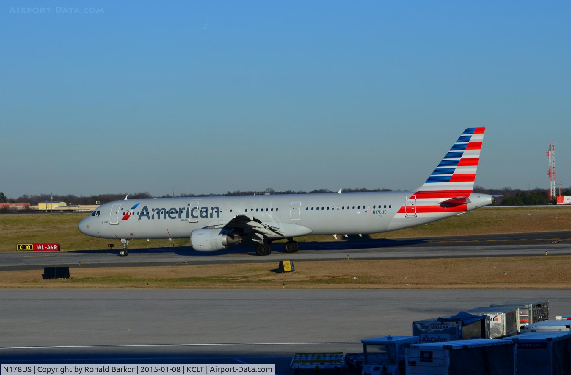 N178US, 2001 Airbus A321-211 C/N 1519, Taxi for takeoff CLT