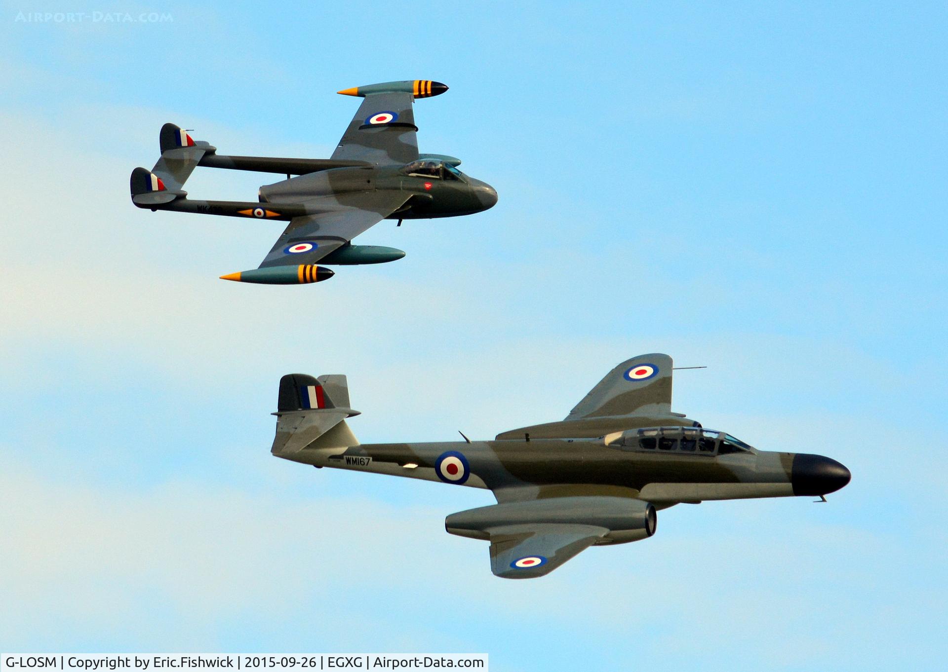 G-LOSM, 1952 Gloster Meteor NF.11 C/N S4/U/2342, 45. WM167 and the Venom at The Yorkshire Air Show, Church Fenton, Sept. 2015.