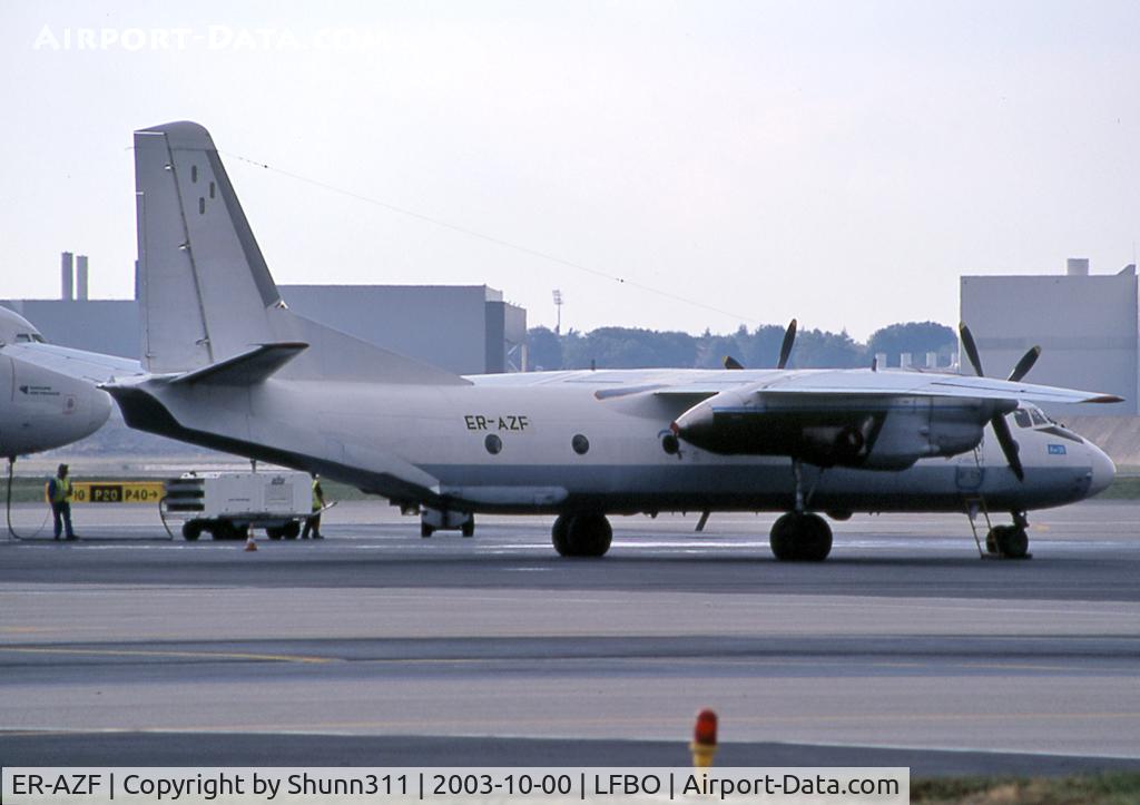 ER-AZF, 1980 Antonov An-26 C/N 9510, Parked at the Cargo ramp... Small Farnair titles and logo...