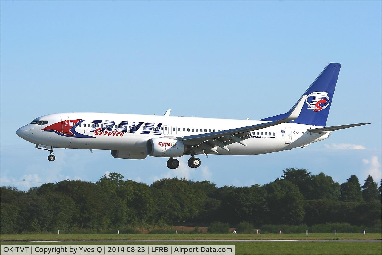 OK-TVT, 2012 Boeing 737-86N C/N 39394, Boeing 737-86N, On final rwy 25L, Brest-Bretagne airport (LFRB-BES)