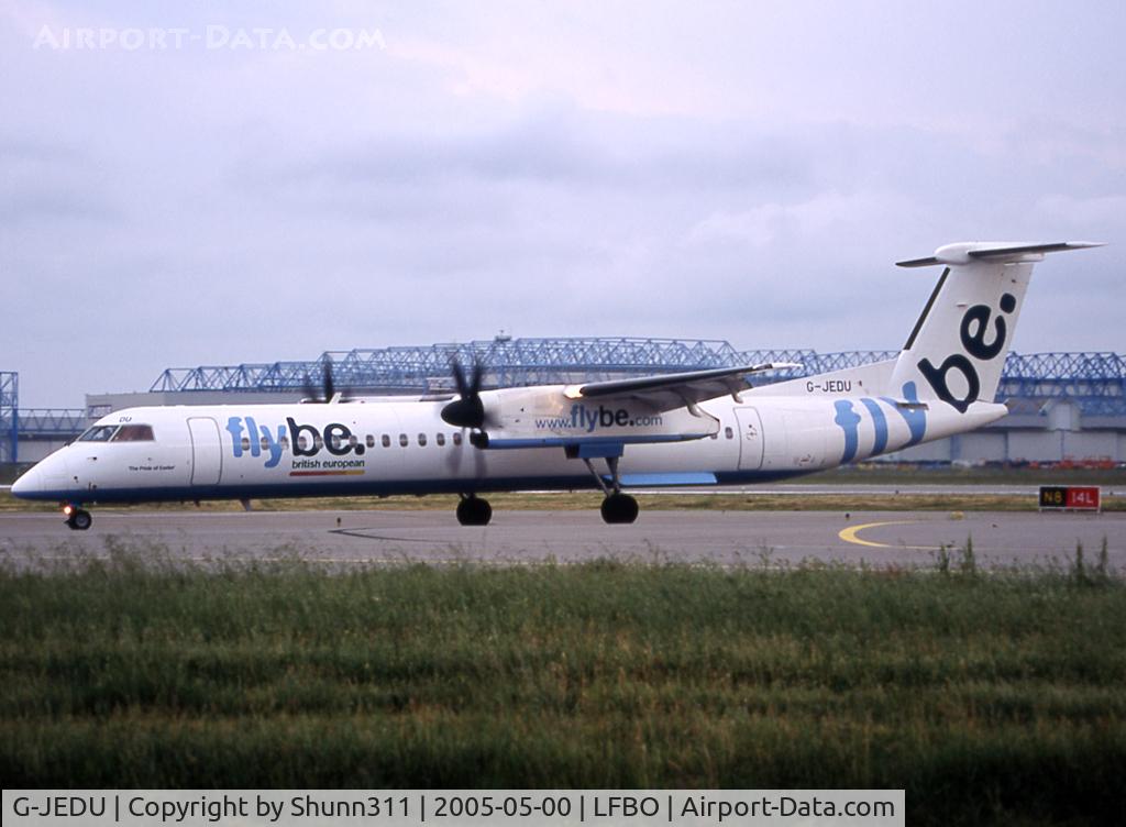 G-JEDU, 2004 De Havilland Canada DHC-8-402Q Dash 8 C/N 4089, Taxiing to the Terminal in full FlyBe c/s but with British European titles