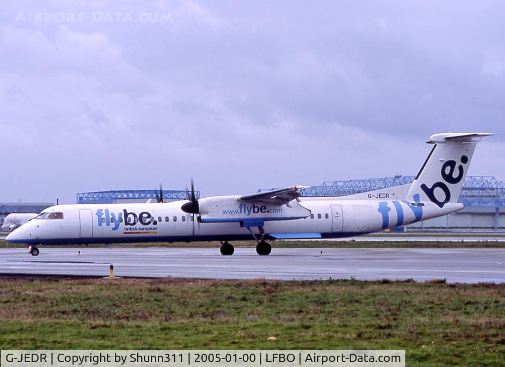 G-JEDR, 2003 De Havilland Canada DHC-8-402Q Dash 8 C/N 4087, Taxiing to the Terminal in full FlyBe c/s but with British European titles...