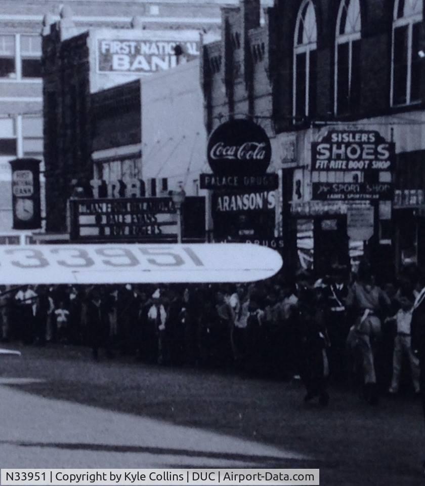 N33951, 1941 Taylorcraft BC12-65 C/N 2802, N33951 in a parade in Duncan, OK in 1944.