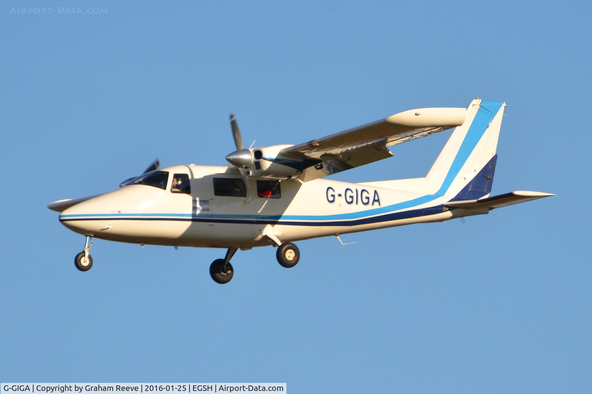 G-GIGA, 2011 Vulcanair P-68C C/N 468/C, Landing at Norwich.