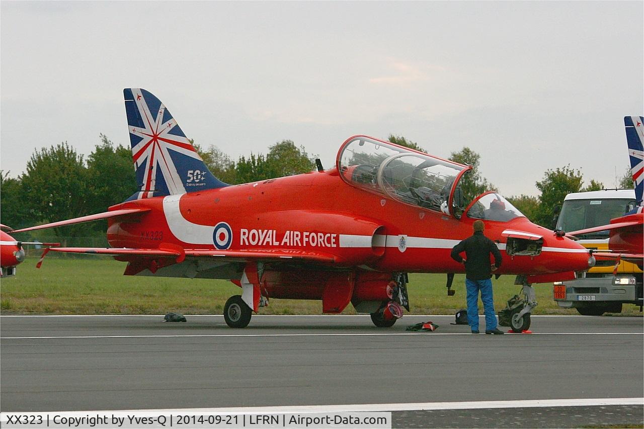 XX323, 1980 Hawker Siddeley Hawk T.1 C/N 167/312148, Royal Air Force Red Arrows Hawker Siddeley Hawk T.1A, Rennes-St Jacques airport (LFRN-RNS) Air show 2014