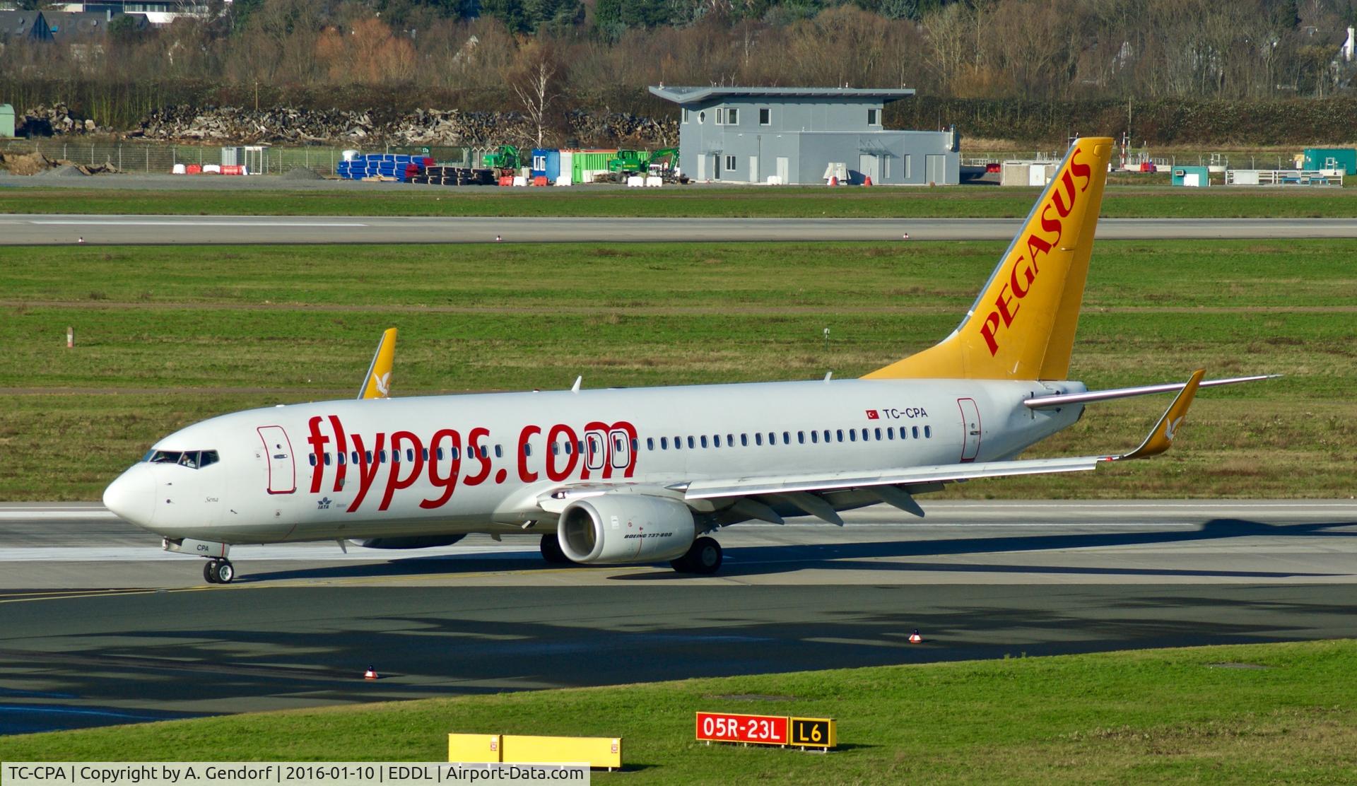 TC-CPA, 2012 Boeing 737-82R C/N 40725, Pegasus Airlines, is here rolling off RWY 23L shortly after arriving from Istanbul Sabhia Gökcen(LTFJ), at Düsseldorf Int'l(EDDL)