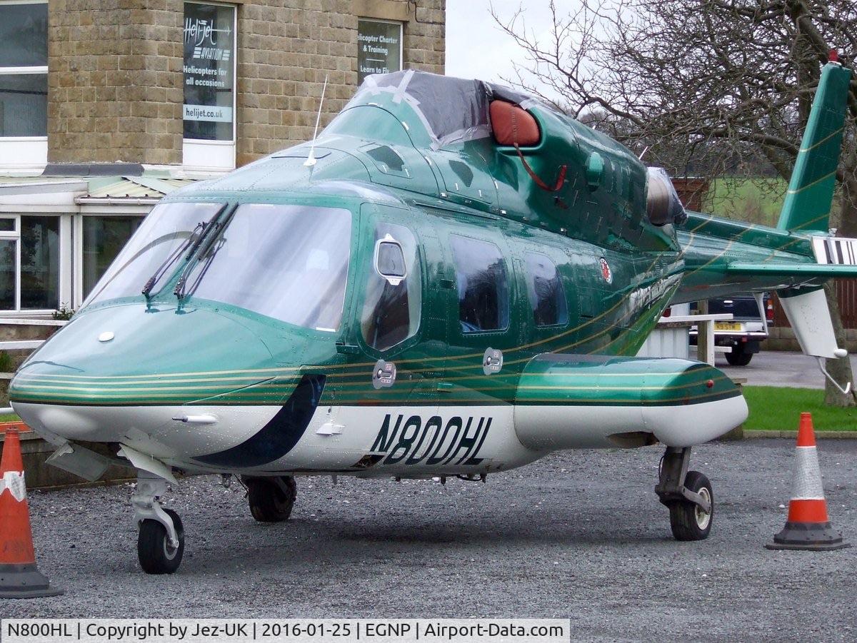 N800HL, 1981 Bell 222 C/N 47054, parked outside Coneypark Heliport, Leeds, UK, rotors and parts missing,
