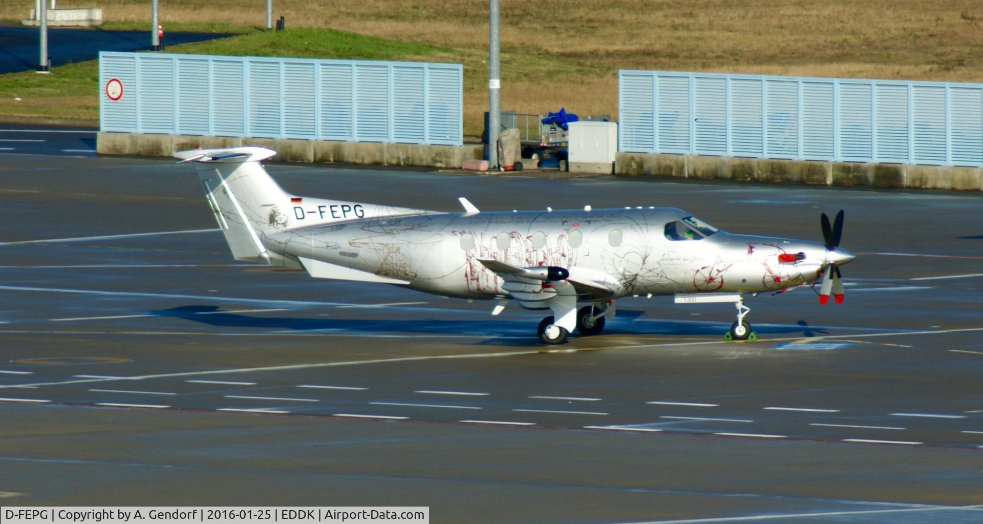 D-FEPG, 2011 Pilatus PC-12/47E C/N 1300, Private (untitled), is here parked at Köln / Bonn Airport(EDDK)