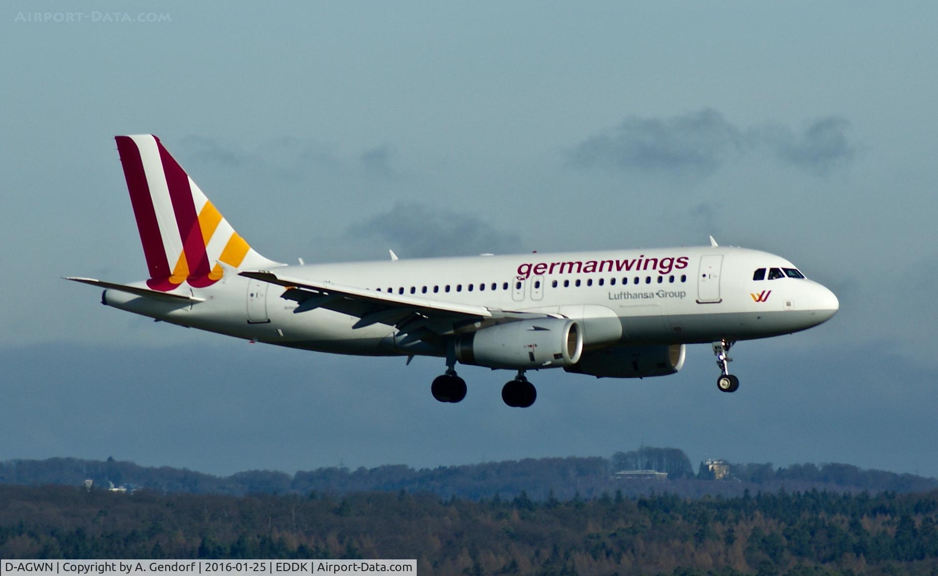 D-AGWN, 2009 Airbus A319-132 C/N 3841, Germanwings, is here on short finals at Köln / Bonn Airport(EDDK)