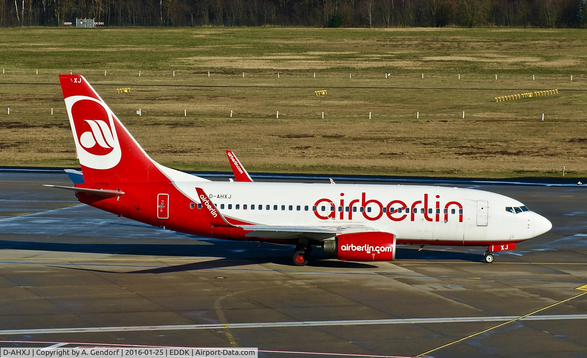 D-AHXJ, 2008 Boeing 737-7Q8 C/N 35277, TUIfly (Air Berlin cs.), is here taxiing to RWY 14L at Köln / Bonn Airport(EDDK)