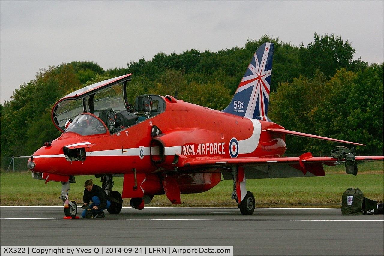 XX322, 1980 Hawker Siddeley Hawk T.1A C/N 165/312147, Royal Air Force Red Arrows Hawker Siddeley Hawk T.1A, Rennes-St Jacques airport (LFRN-RNS) Air show 2014