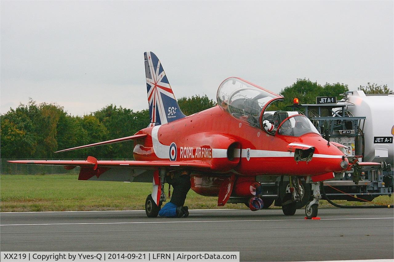 XX219, 1978 Hawker Siddeley Hawk T.1A C/N 055/312055, Royal Air Force Red Arrows Hawker Siddeley Hawk T.1A, Rennes-St Jacques airport (LFRN-RNS) Air show 2014