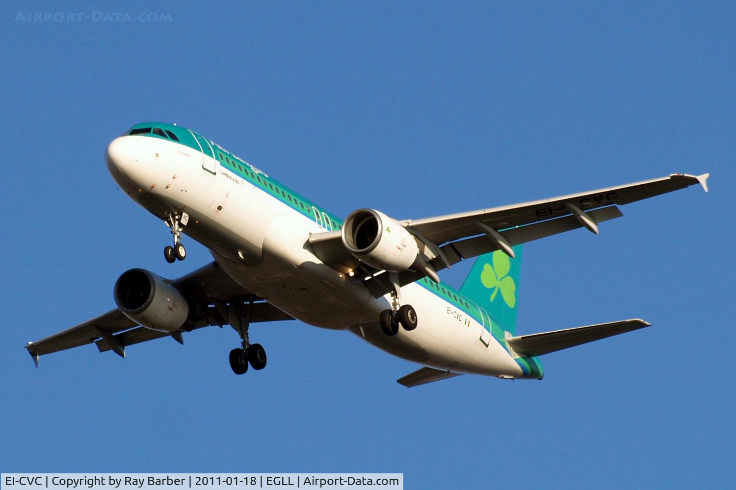 EI-CVC, 2001 Airbus A320-214 C/N 1443, Airbus A320-214 [1443] (Aer Lingus) Home~G 18/01/2011. On approach 27R.