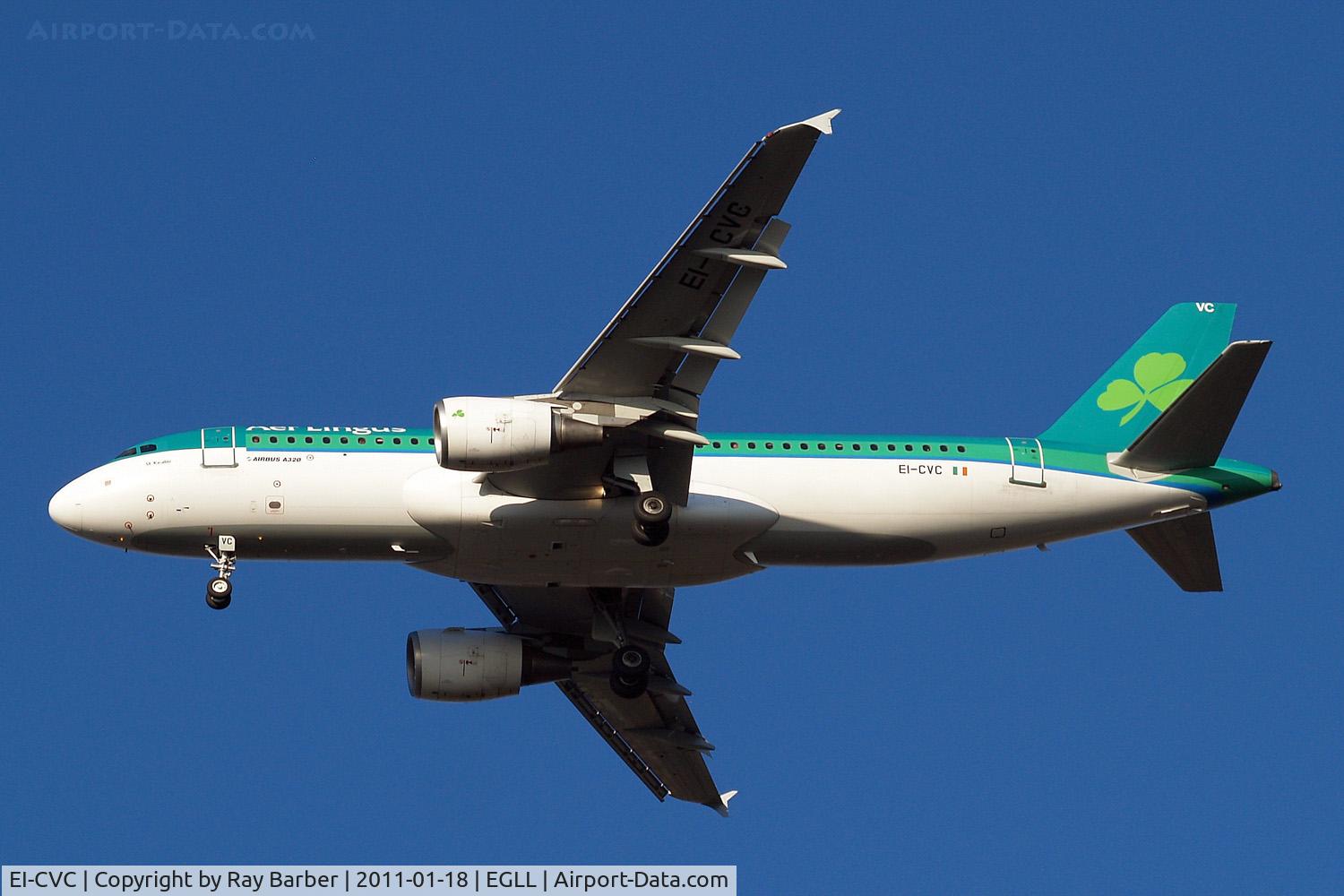 EI-CVC, 2001 Airbus A320-214 C/N 1443, Airbus A320-214 [1443] (Aer Lingus) Home~G 18/01/2011. On approach 27R.