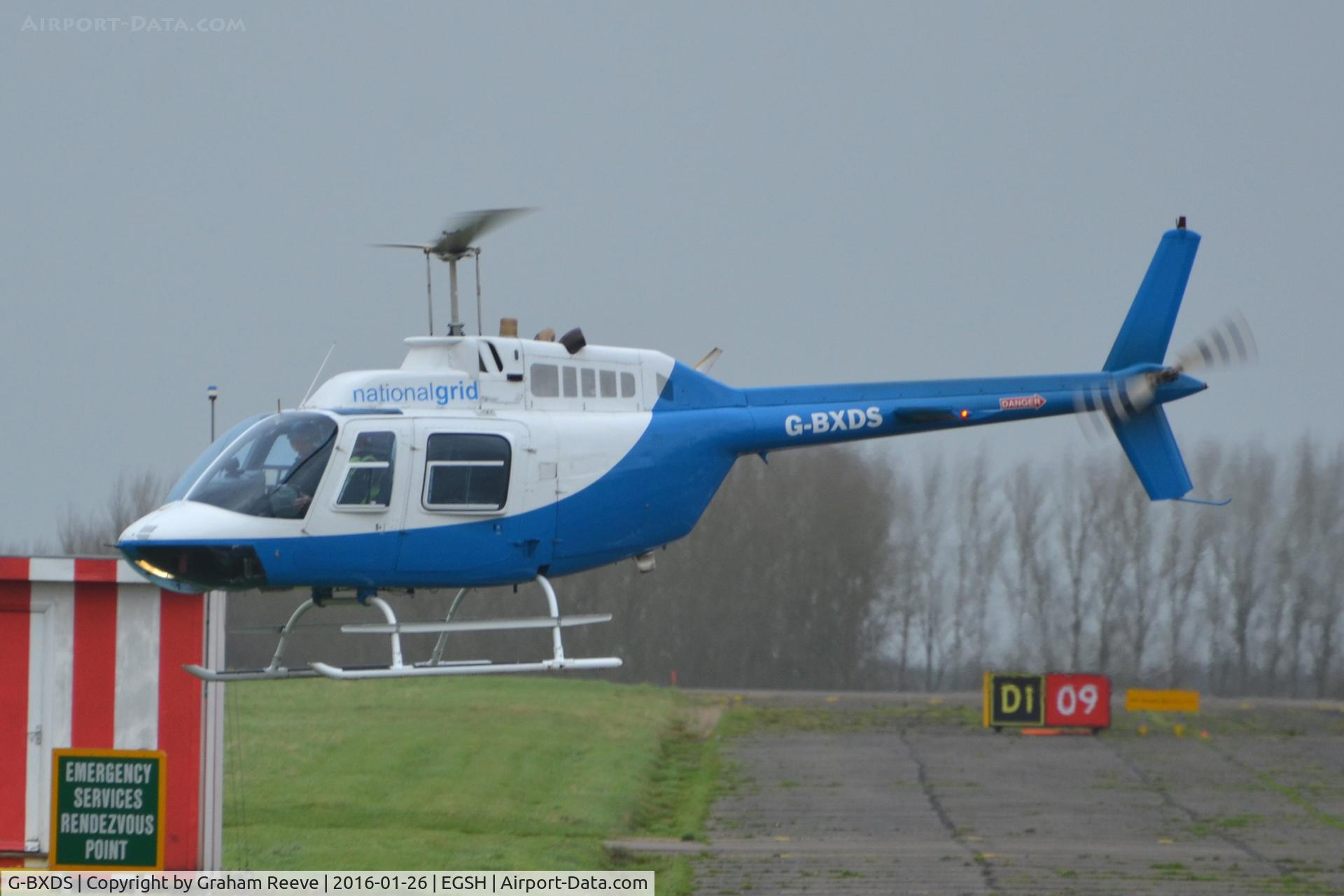 G-BXDS, 1979 Bell 206B JetRanger III C/N 2734, Landing at Norwich.