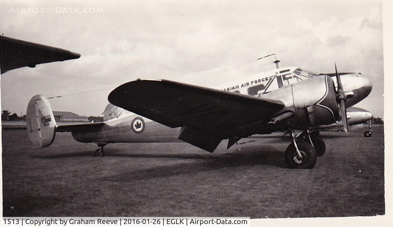 1513, 1952 Beech D18S (CT-128) Expeditor MK.3TM C/N A713/CA-113, First used by No. 101 (K) Flight of Maritime Group, at RCAF Station Greenwood, NS.  To No. 2 Air Navigation School at RCAF Station Winnipeg, Manitoba on 7 May 1953.  To Air Defence Command at RCAF Station Sea Island, BC on 8 June 1954.  