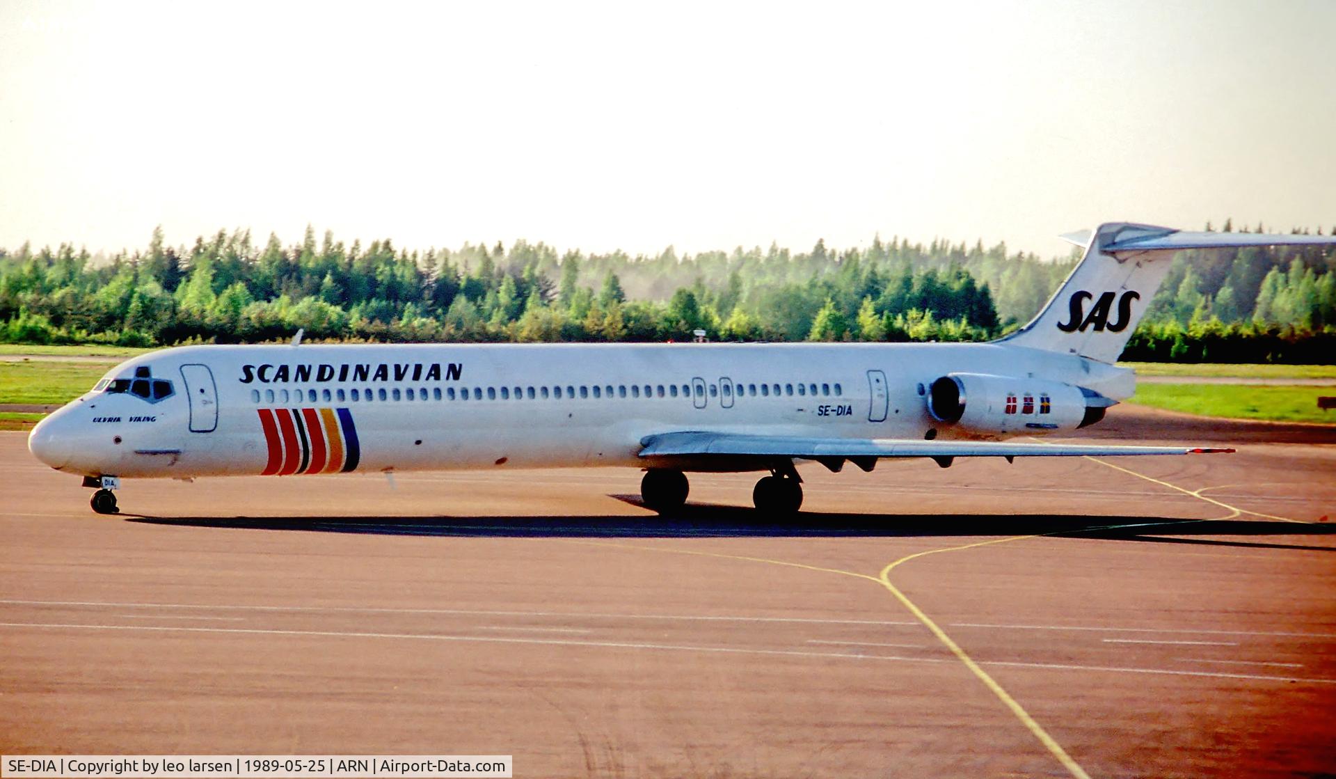 SE-DIA, 1988 McDonnell Douglas MD-81 (DC-9-81) C/N 49603, Stockholm Arlanda 25.5.89