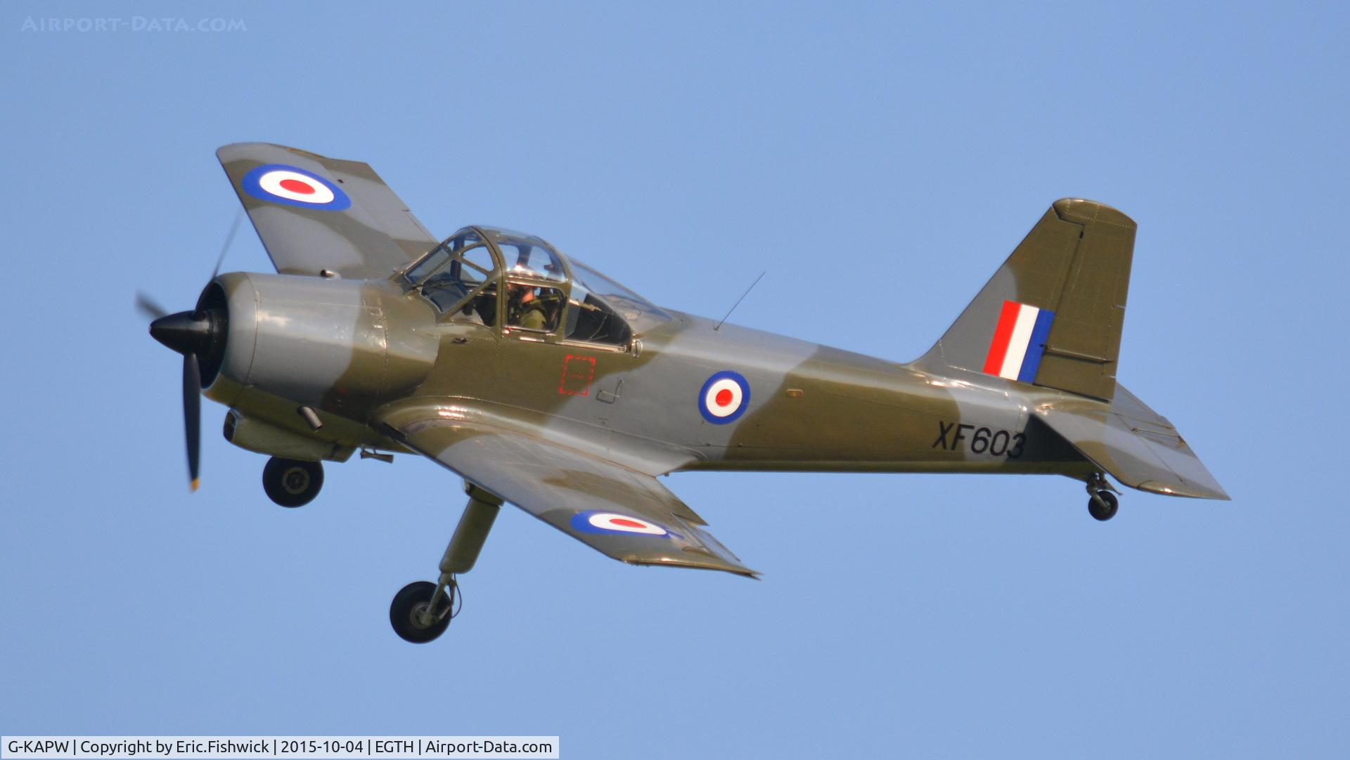 G-KAPW, 1955 Percival P-56 Provost T.1 C/N PAC/56/311, 41. G-KAPW in display mode at The Shuttleworth 'Uncovered' Airshow (Finale,) Oct. 2015.