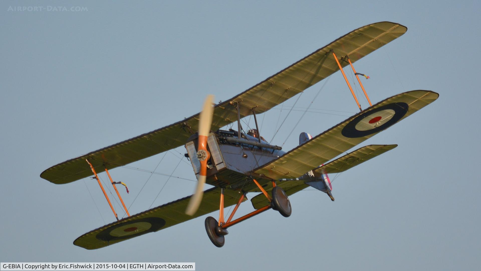 G-EBIA, 1918 Royal Aircraft Factory SE-5A C/N 654/2404, 43. F904 in display mode at The Shuttleworth 'Uncovered' Airshow (Finale,) Oct. 2015.