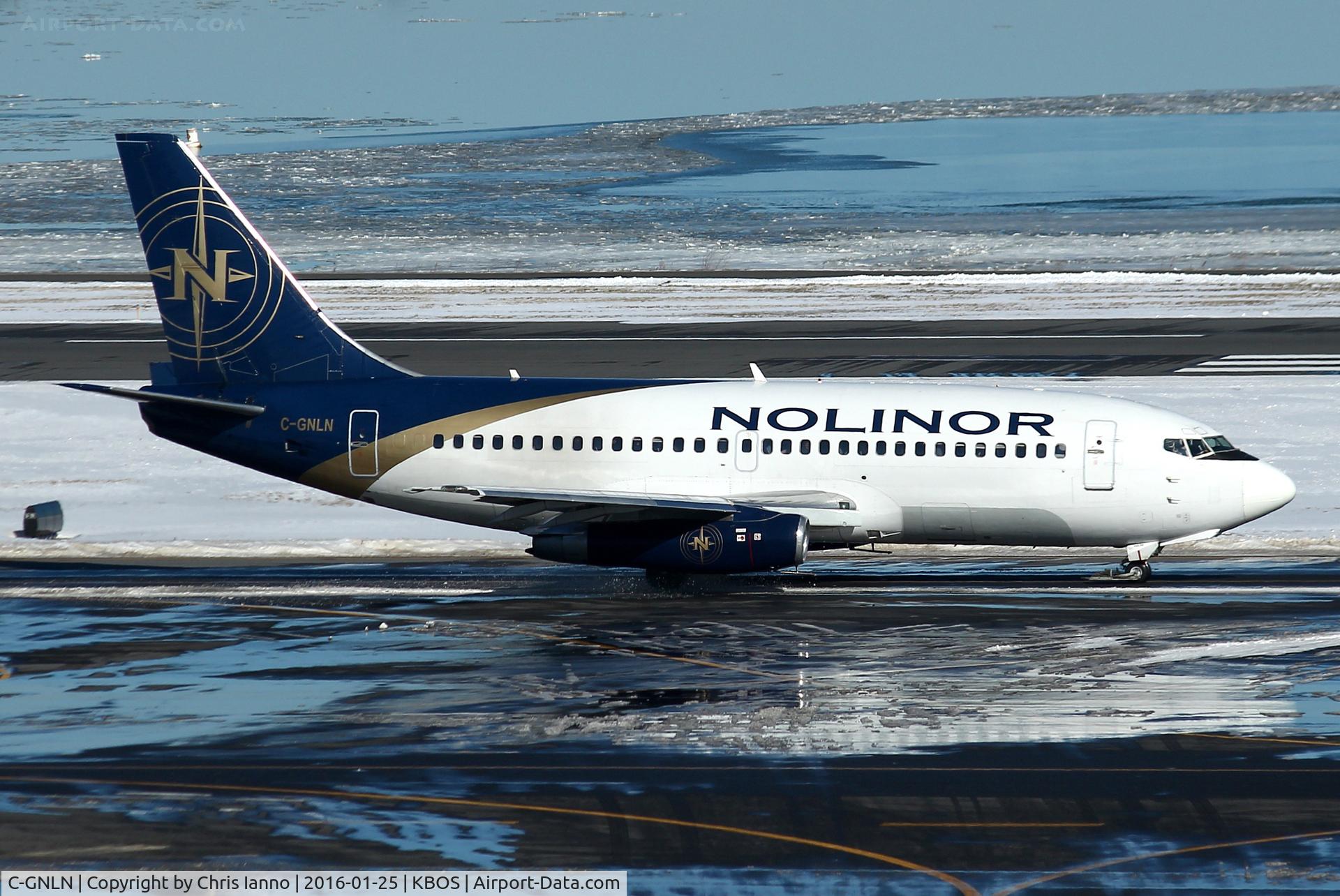 C-GNLN, 1983 Boeing 737-2B6C C/N 23050/975, A rare visitor to Boston. 'Nolinor 581' taxiing on 'Bravo' headed for a 27 departure and returning to Ottawa with a Boston Orchestra on board.