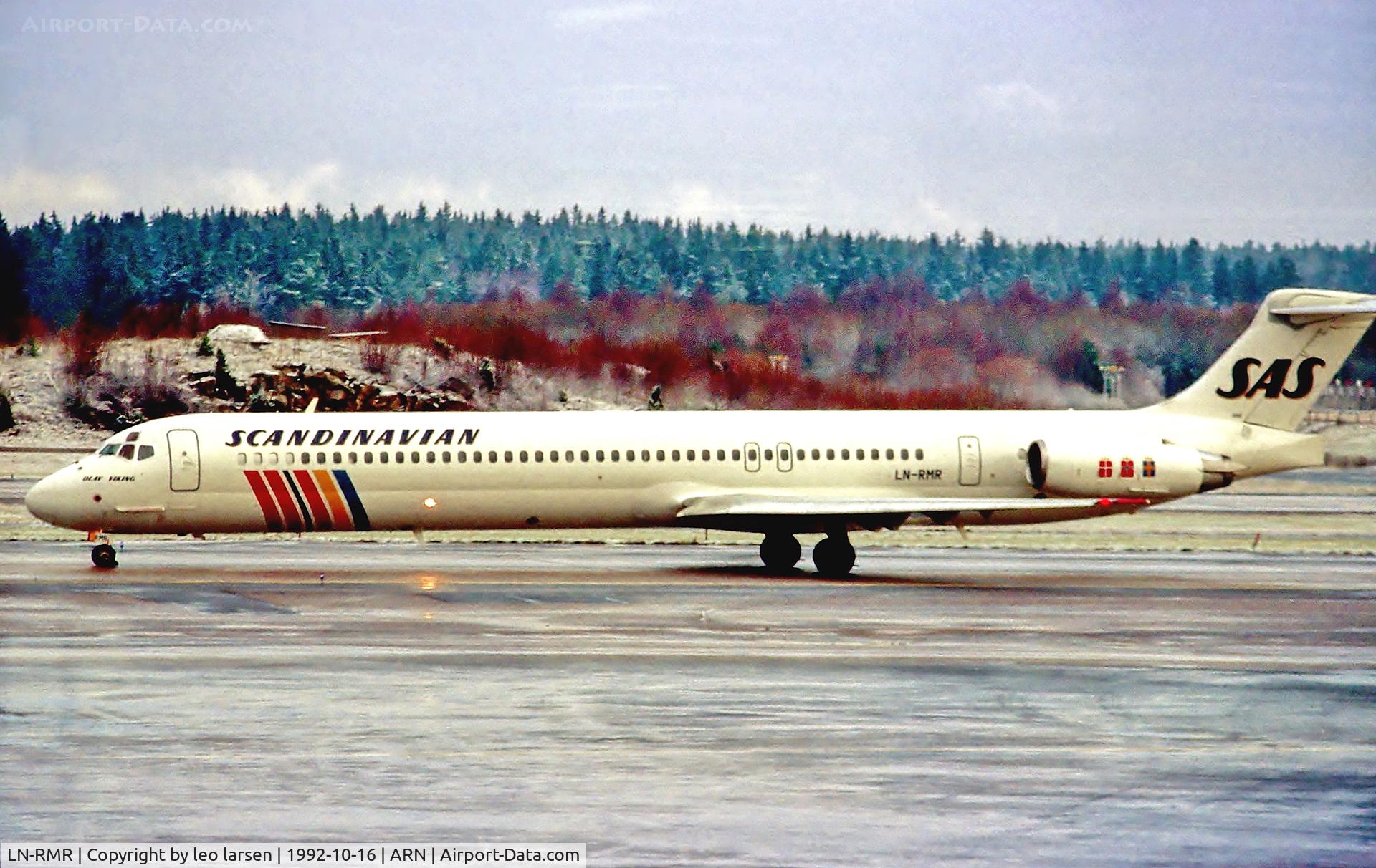 LN-RMR, 1992 McDonnell Douglas MD-81 (DC-9-81) C/N 53365, Stockholm Arlanda  16.11.92