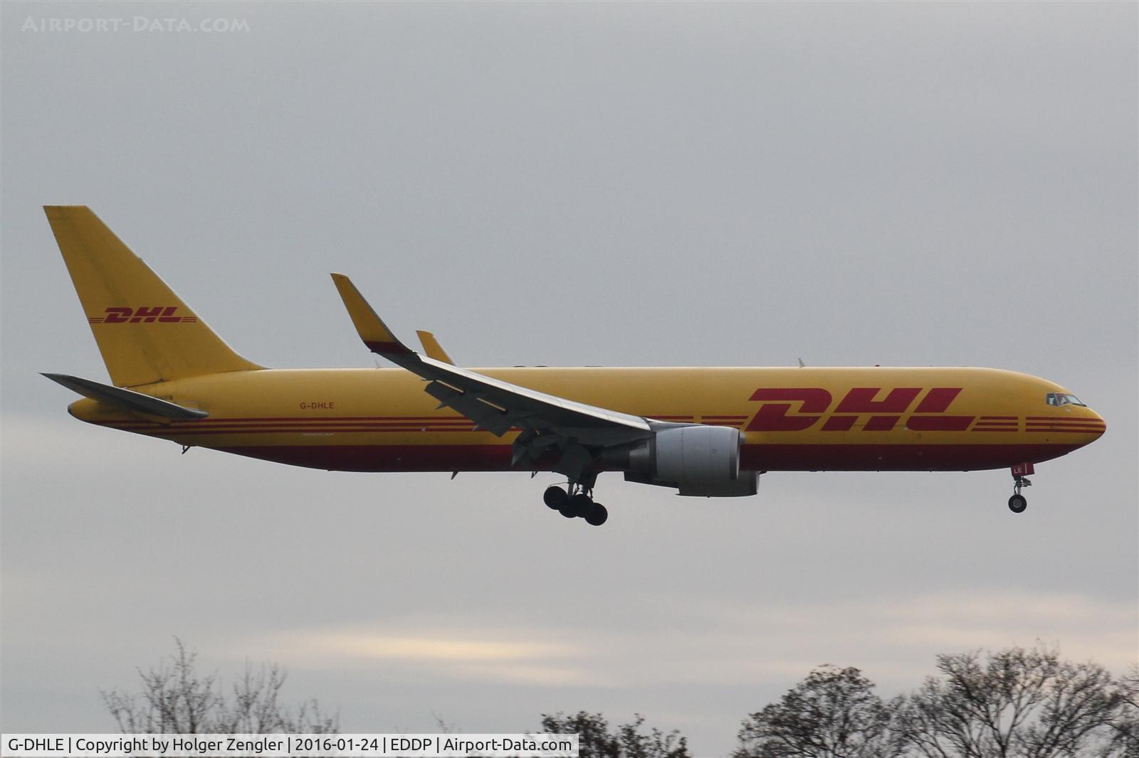 G-DHLE, 2009 Boeing 767-3JHF C/N 37805, Canary bird on very final for rwy 26L.....