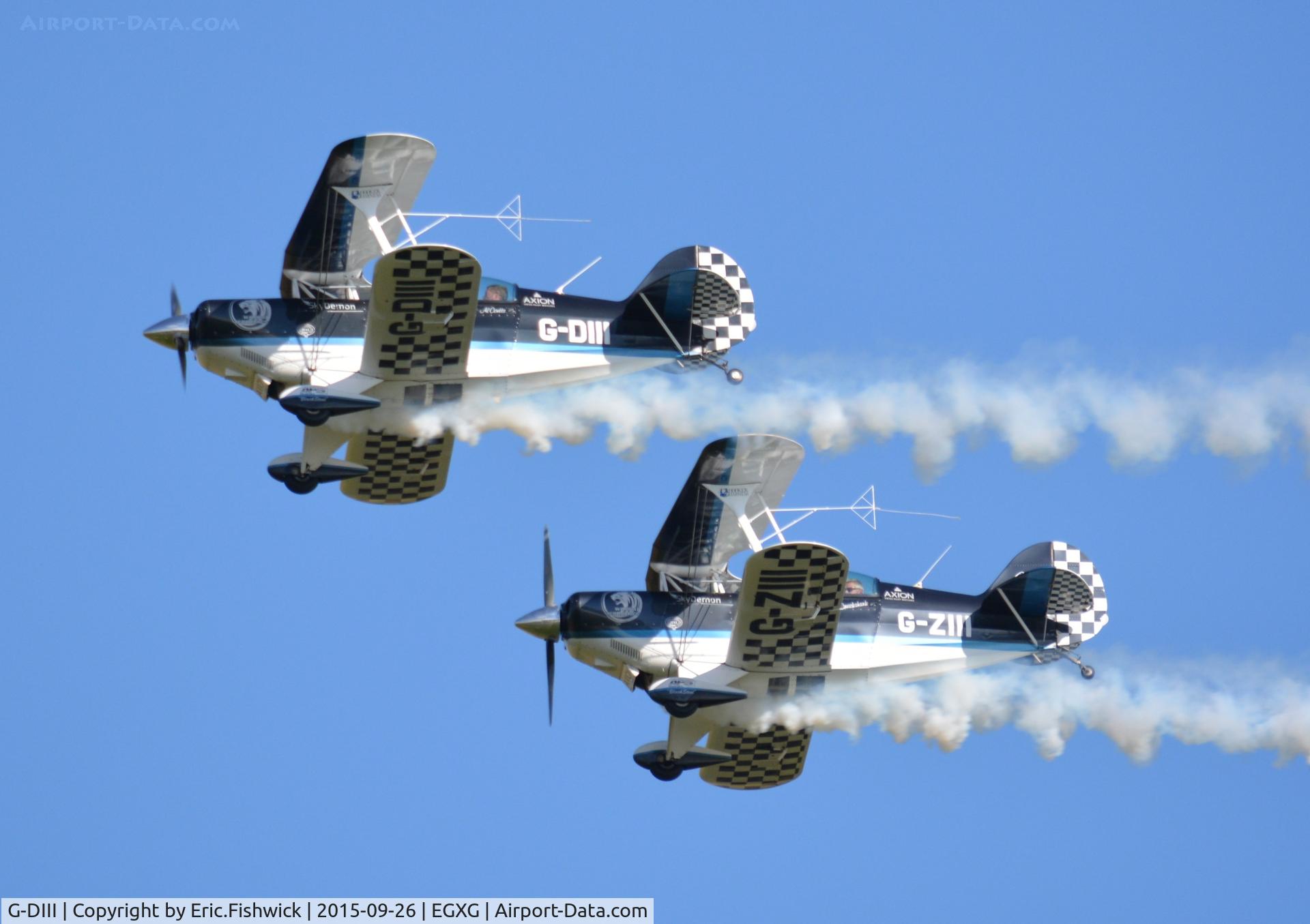 G-DIII, 1989 Christen Pitts S-2B Special C/N 5163, 45. G-DIII and G-ZIII in display mode at The Yorkshire Air Show, Church Fenton, Sept. 2015.