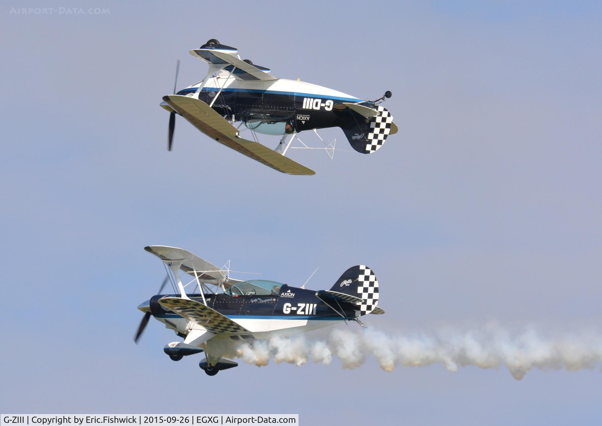 G-ZIII, 1988 Pitts S-2B Special C/N 5151, 45. G-ZIII and G-ZDII in display mode at The Yorkshire Air Show, Church Fenton, Sept. 2015.