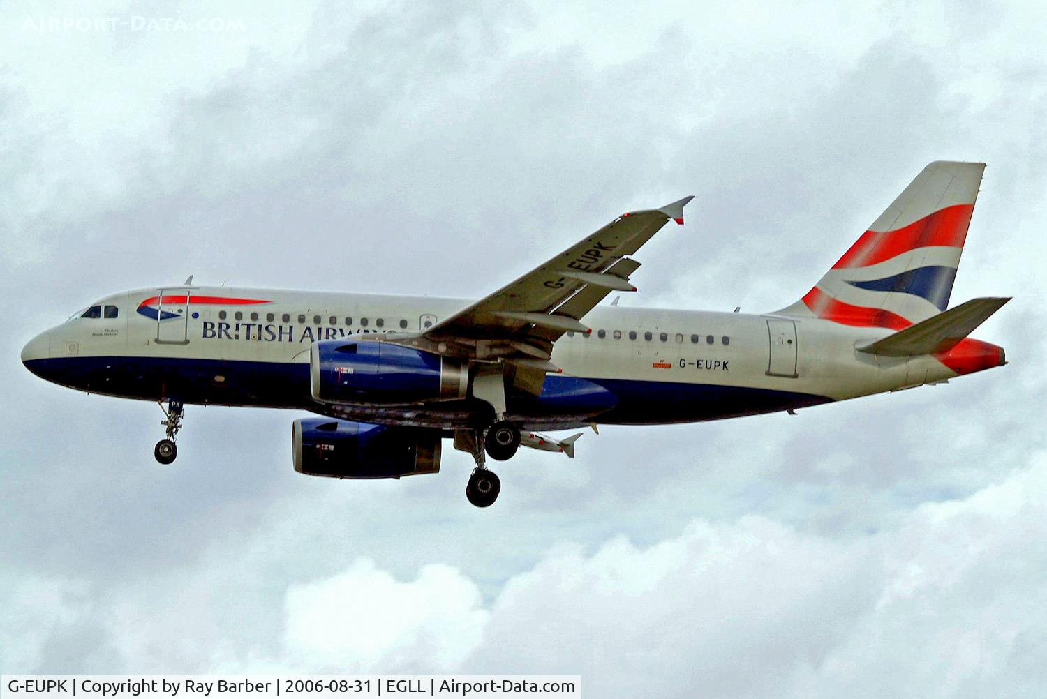 G-EUPK, 2000 Airbus A319-131 C/N 1236, Airbus A319-131 [1236] (British Airways) Heathrow~G 31/08/2006 On finals 27L.