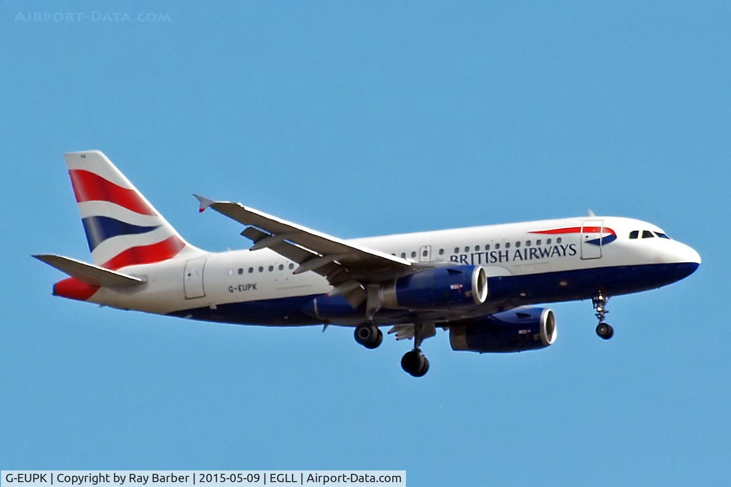 G-EUPK, 2000 Airbus A319-131 C/N 1236, Airbus A319-131 [1236] (British Airways) Home~G 09/05/2015. On approach 27L