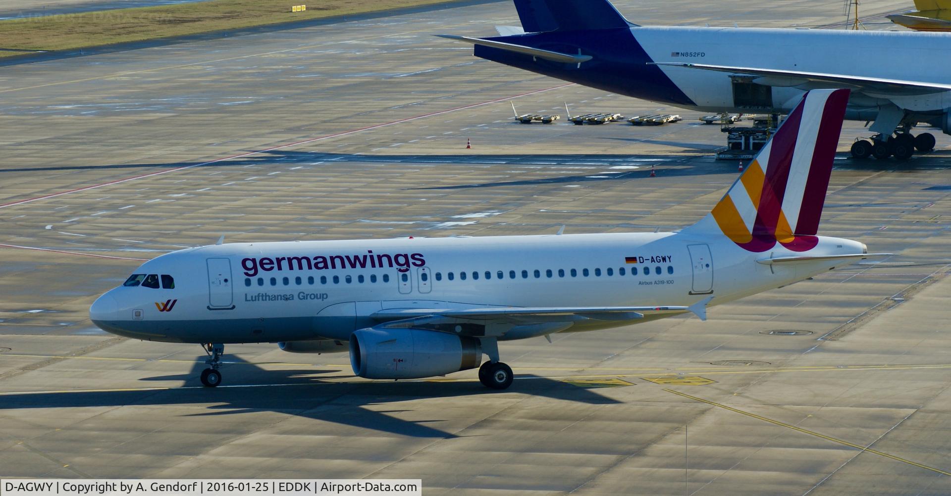 D-AGWY, 2013 Airbus A319-132 C/N 5941, Germanwings, is here taxiing at Köln / Bonn Airport(EDDK)