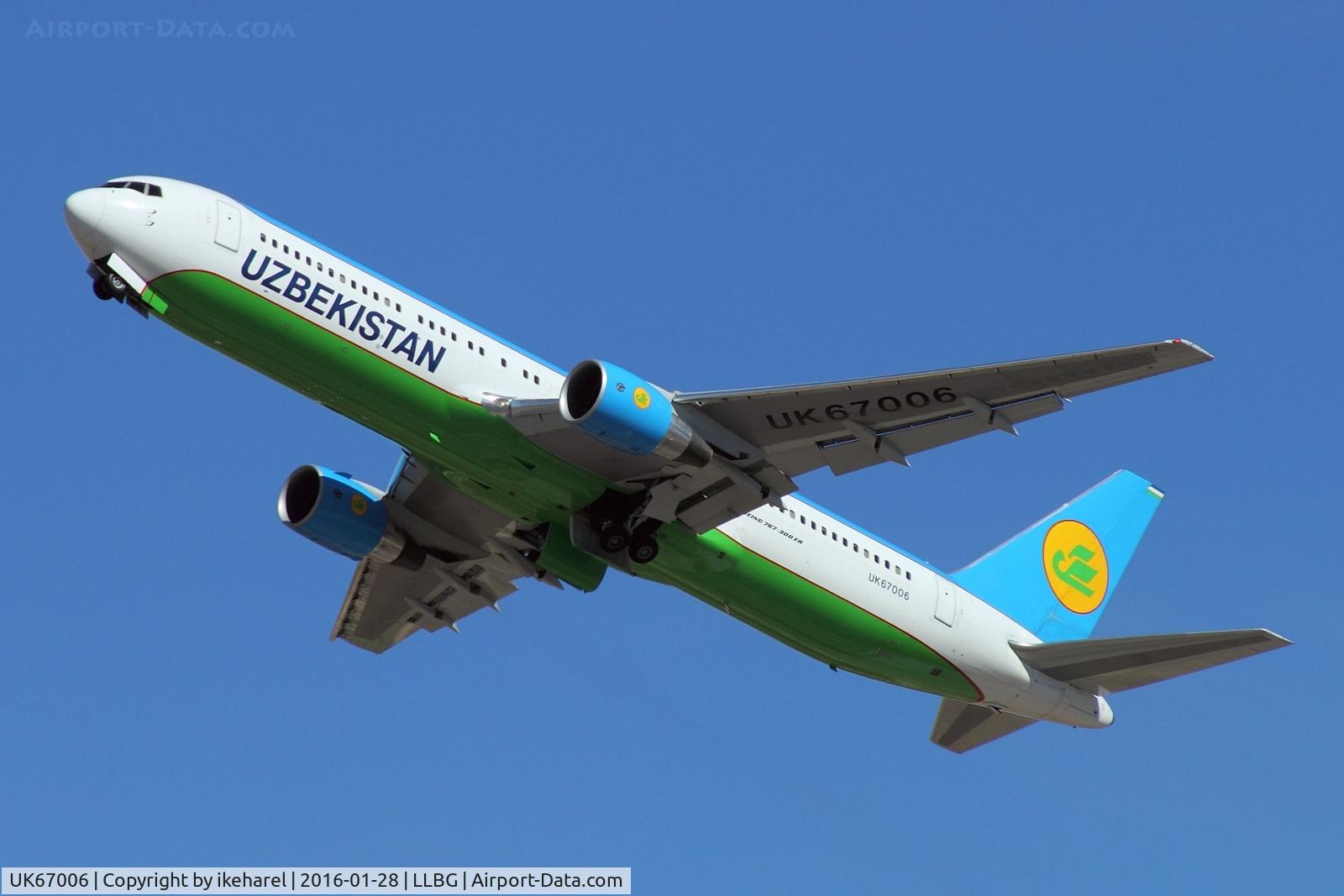 UK67006, 2013 Boeing 767-33PER C/N 40535, Flight to Tashkent, Uzbekistan, after T/O runway 26.