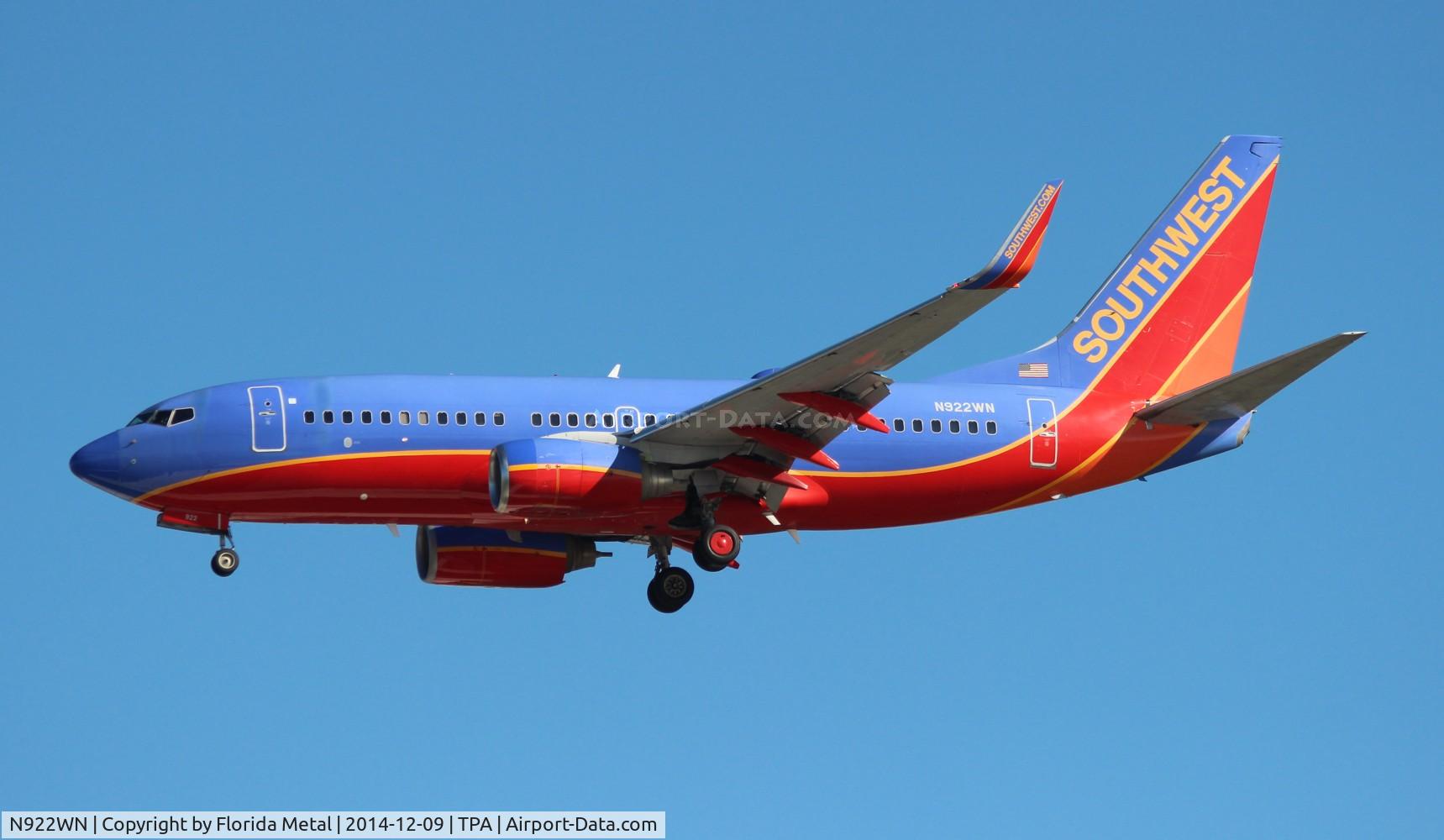 N922WN, 2008 Boeing 737-7H4 C/N 32461, Southwest