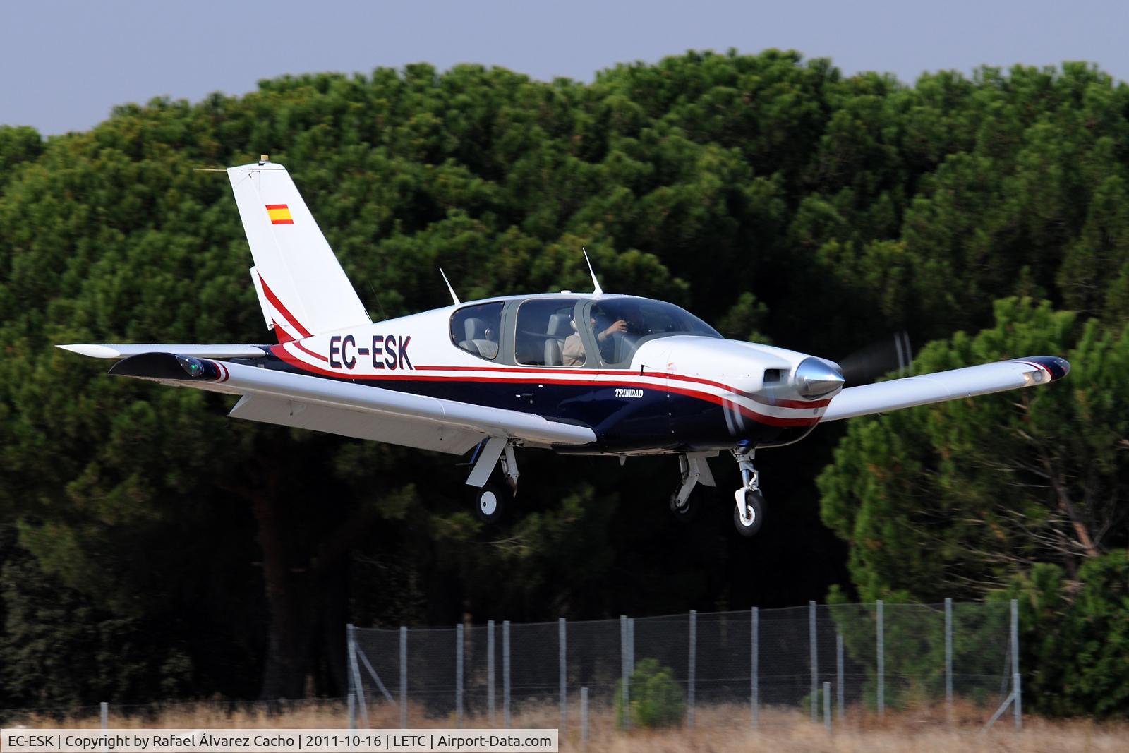 EC-ESK, Socata TB-20 Trinidad C/N 747, bout to land on runway 07. 
This small aircraft crashed on January 16th 2016 in Beamuz (Cuenca) Spain. A couple and Their two daughters killed in the accident. RIP.