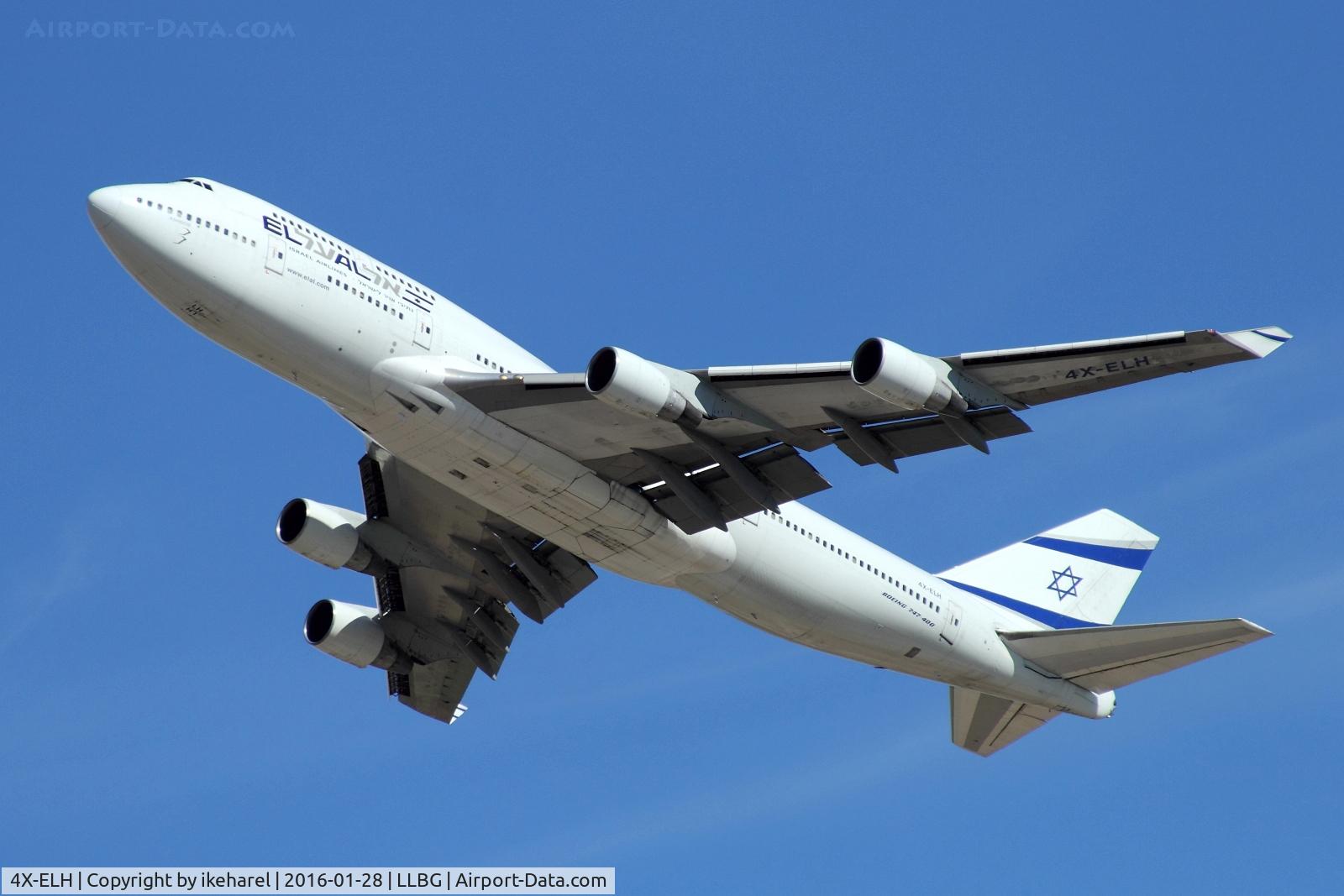 4X-ELH, 1996 Boeing 747-412 C/N 26555, Flight to Paris, France, after T/O runway 26.