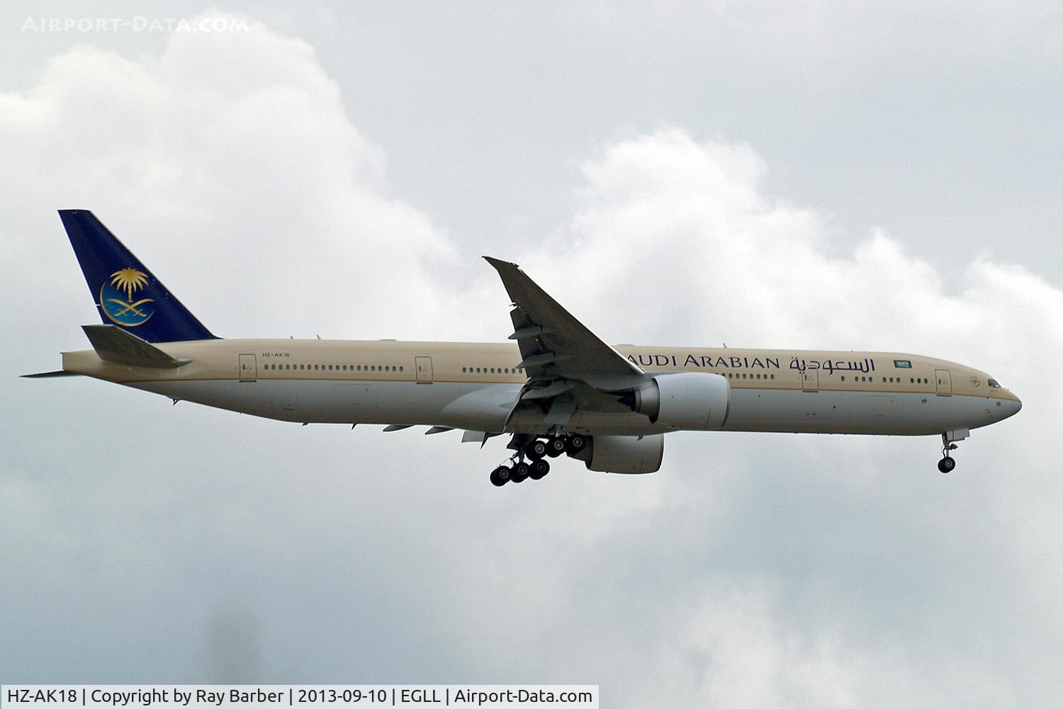 HZ-AK18, 2013 Boeing 777-368/ER C/N 41055, Boeing 777-368ER [41055] (Saudia) Home~G 10/09/2013. On approach 27L.