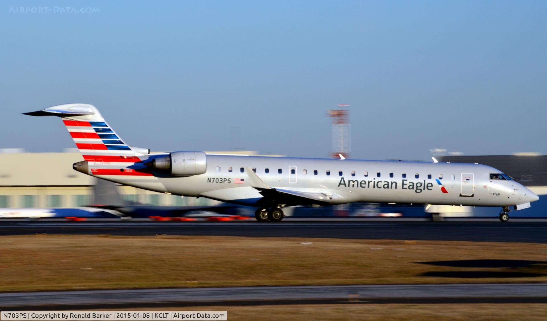 N703PS, 2004 Bombardier CRJ-701 (CL-600-2C10) Regional Jet C/N 10137, Takeoff CLT