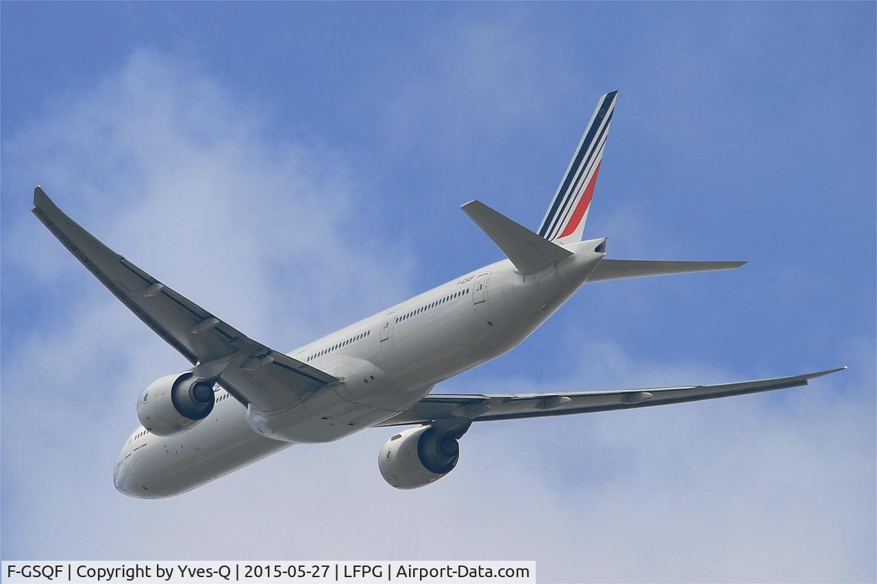 F-GSQF, 2004 Boeing 777-328/ER C/N 32849, Boeing 777-328 (ER), Take off Rwy 27L, Roissy Charles De Gaulle Airport (LFPG-CDG)