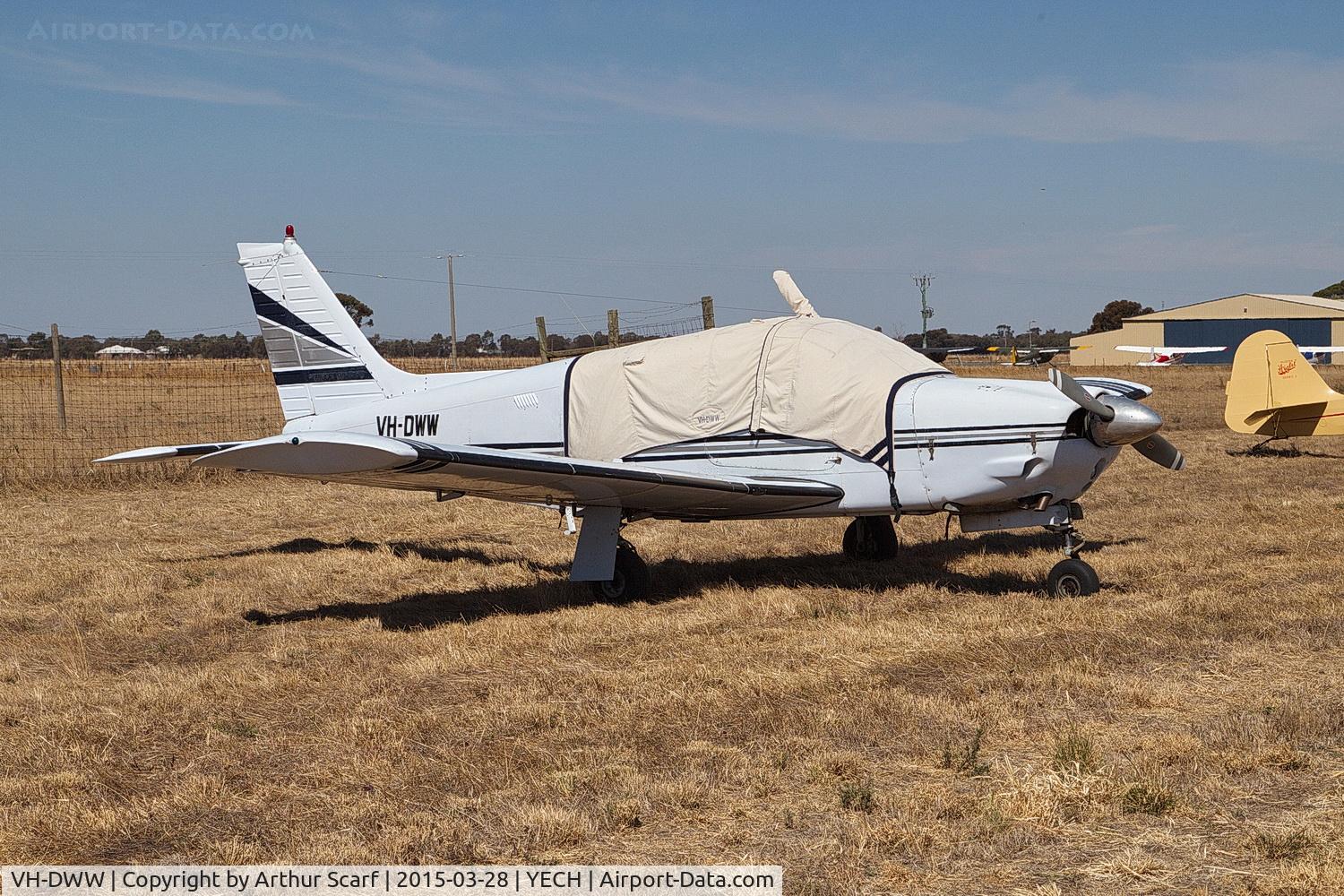VH-DWW, 1973 Piper PA-28R-200 Cherokee Arrow II C/N 28R-7335366, VH-DWW at the AAAA fly in Echuca 2015