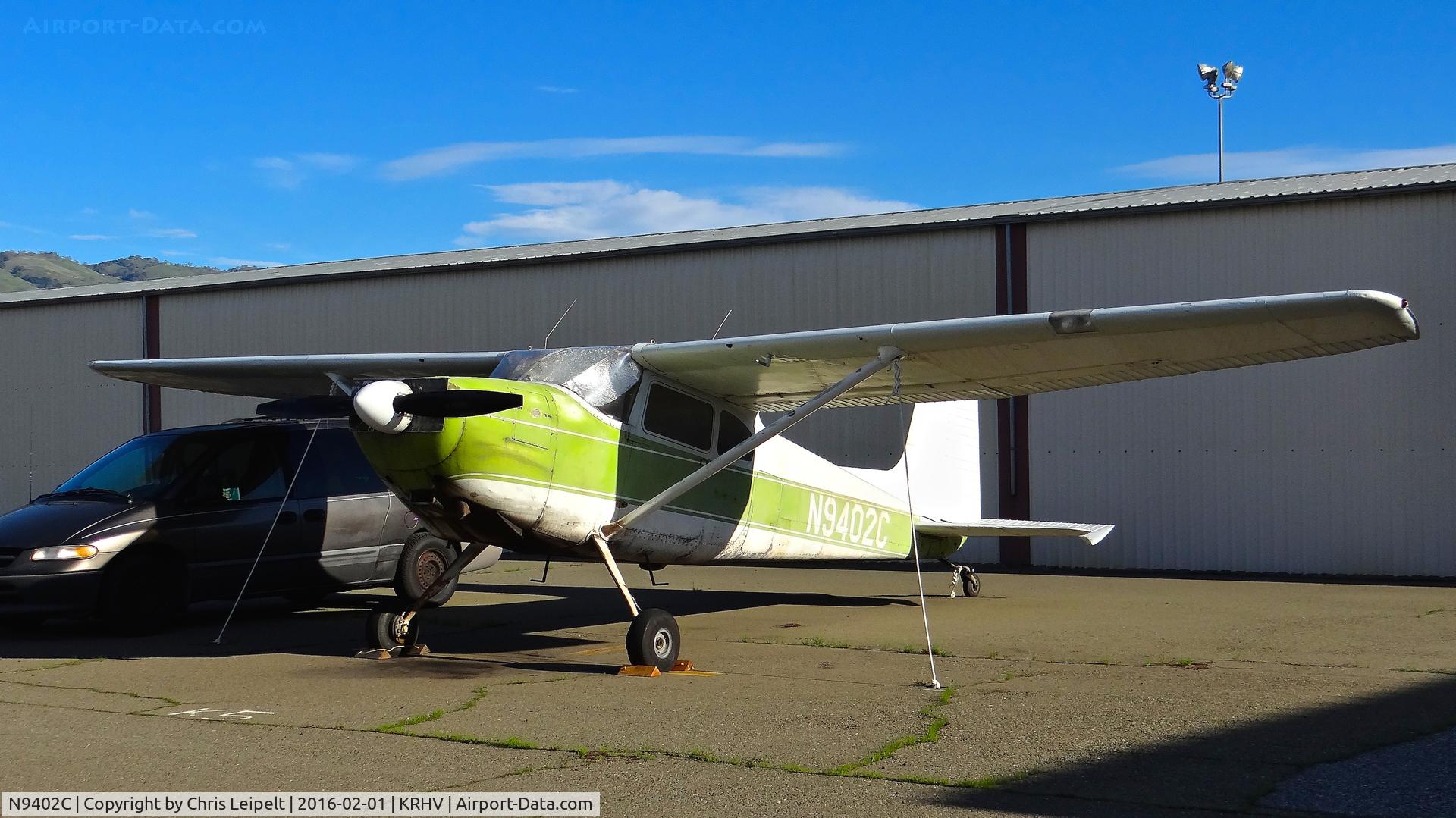 N9402C, 1955 Cessna 180 C/N 31800, Locally-based 1955 Cessna 180 parked in bright sunshine at Reid Hillview Airport, San Jose, CA.