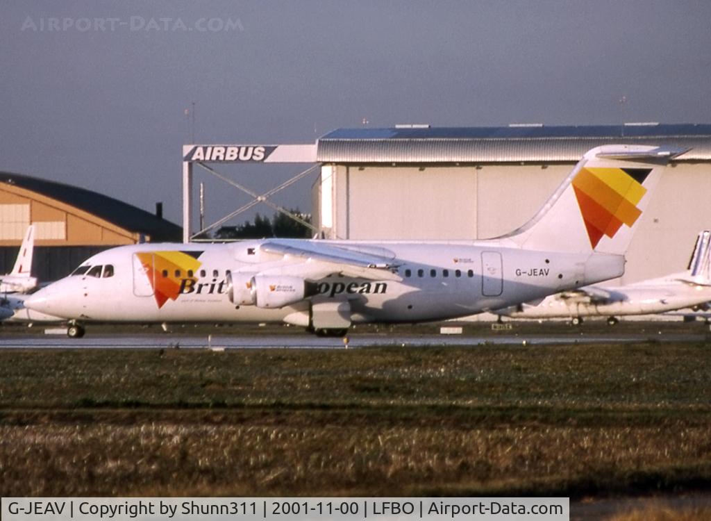G-JEAV, 1986 British Aerospace BAe.146-200 C/N E2064, Lining up rwy 32R for departure...