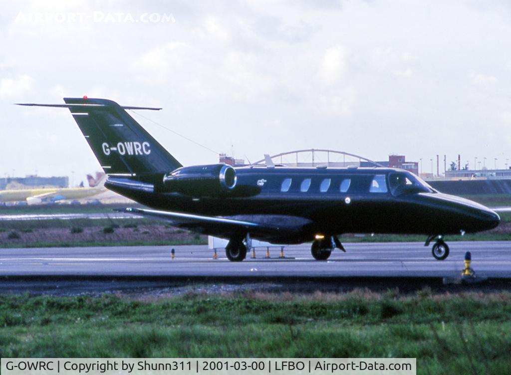 G-OWRC, 1997 Cessna 525 CitationJet CJ1 C/N 525-0177, Taxiing holding point rwy 15L for departure...