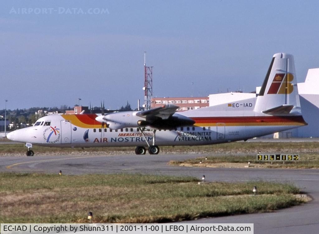 EC-IAD, 1991 Fokker 50 C/N 20210, Taxiing holding point rwy 33R for departure...