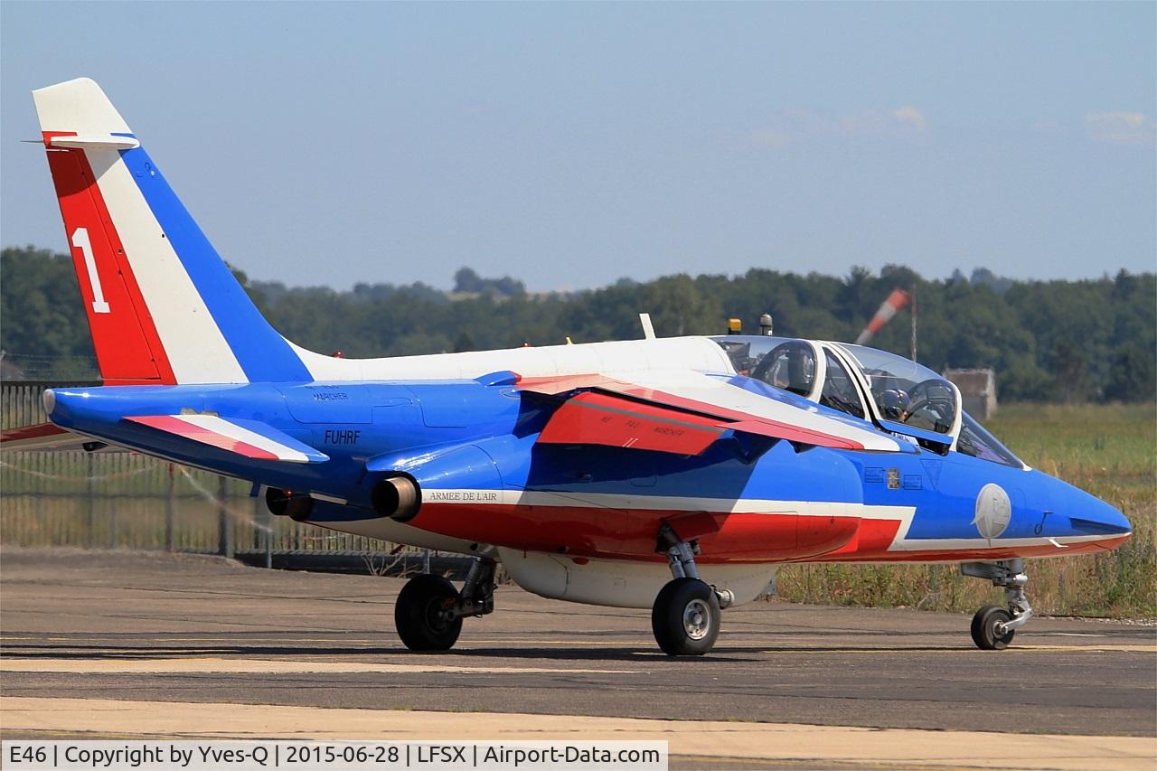 E46, Dassault-Dornier Alpha Jet E C/N E46, Dassault-Dornier Alpha Jet E (F-UHRF), Athos 01 leader of Patrouille de France 2015,  Luxeuil-St Sauveur Air Base 116 (LFSX) Open day 2015