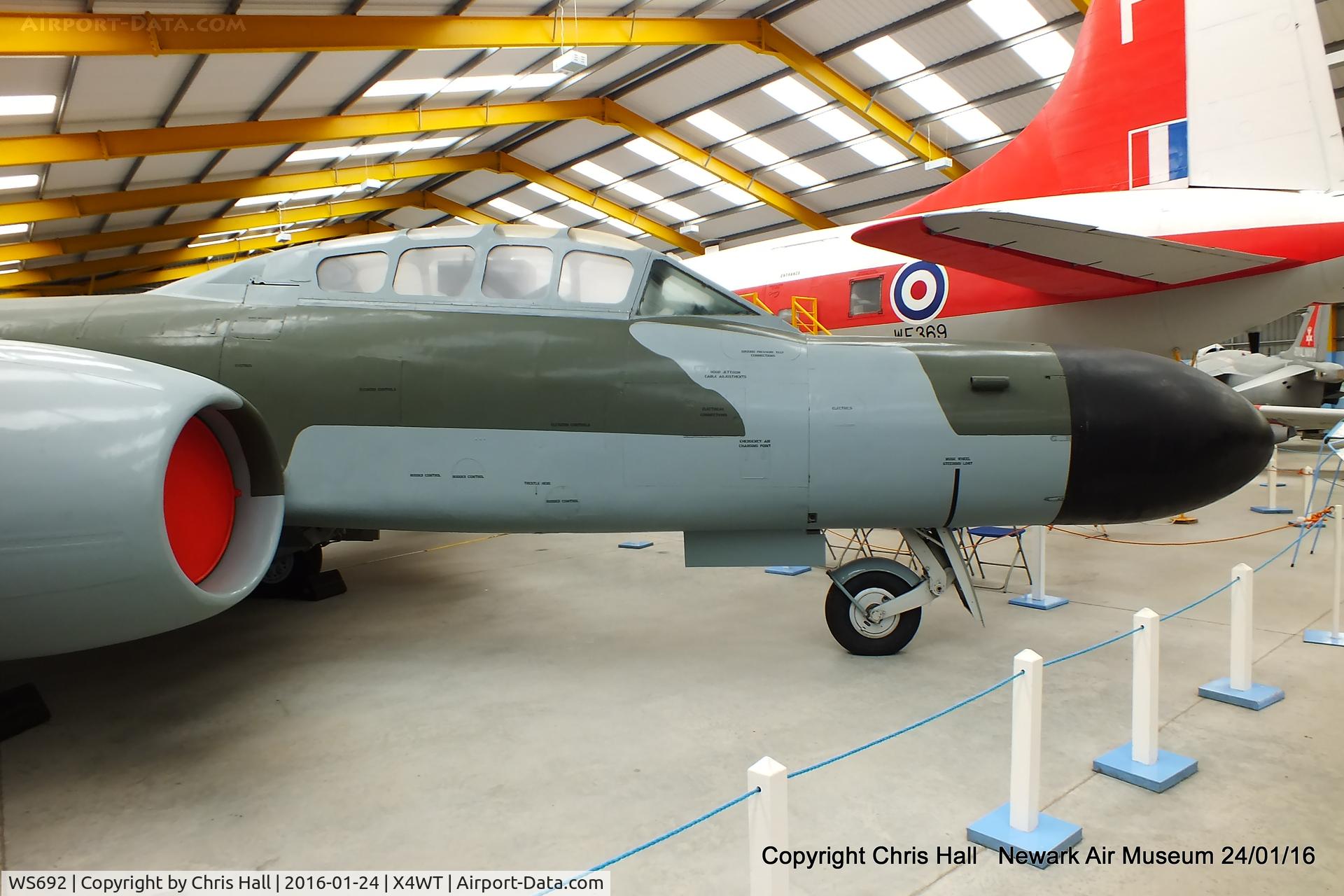 WS692, Gloster Meteor NF.12 C/N Not found WS692, at the Newark Air Museum