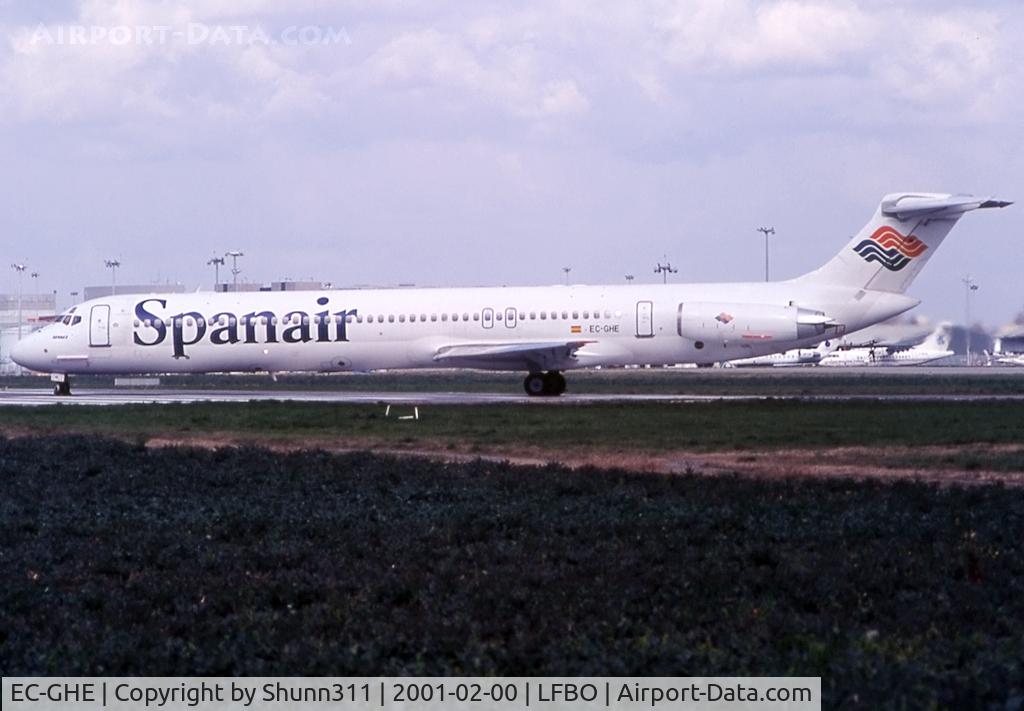 EC-GHE, 1986 McDonnell Douglas MD-83 (DC-9-83) C/N 49398, Lining up rwy 33R for departure in old c/s