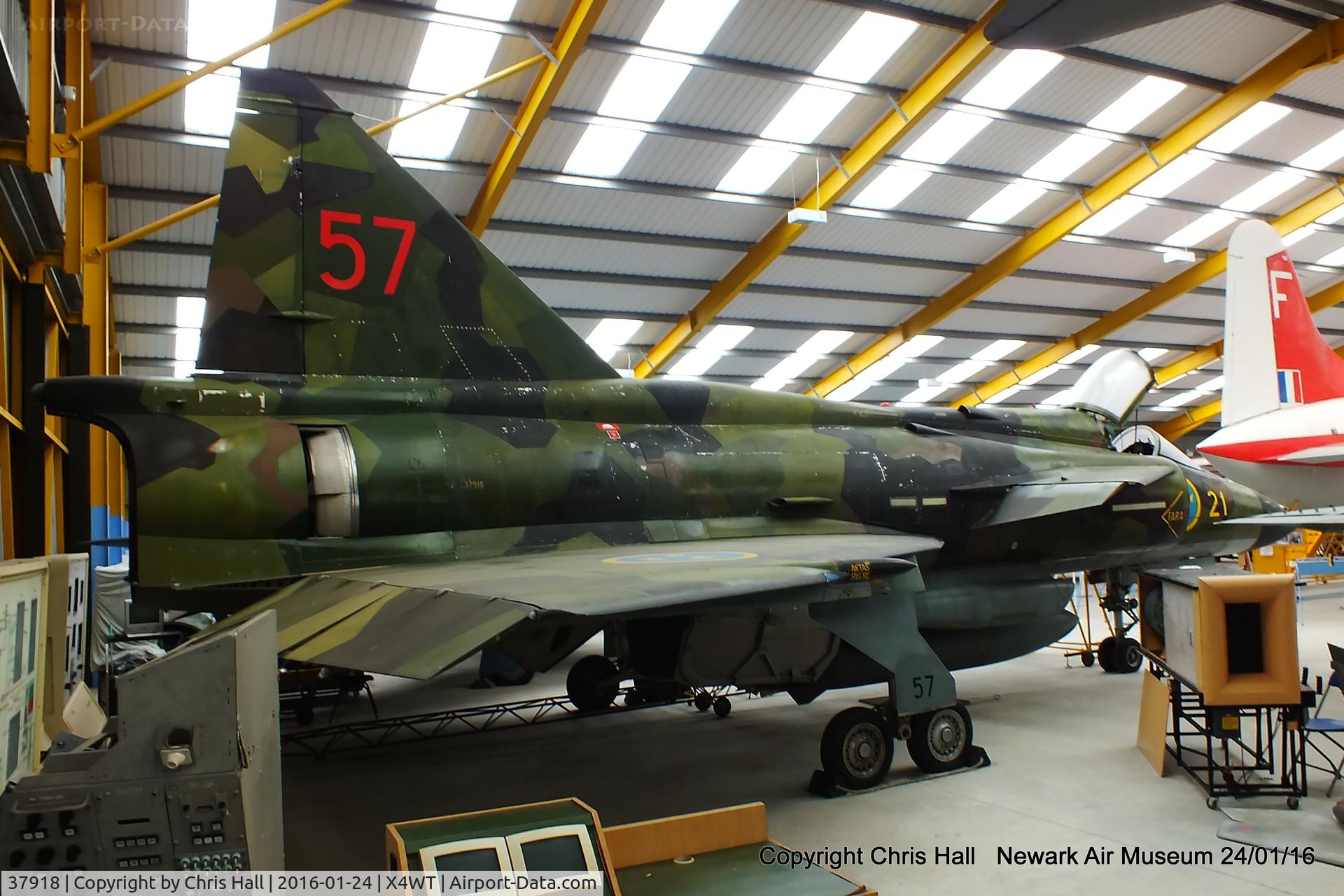 37918, Saab AJSH 37 Viggen C/N 37918, at the Newark Air Museum