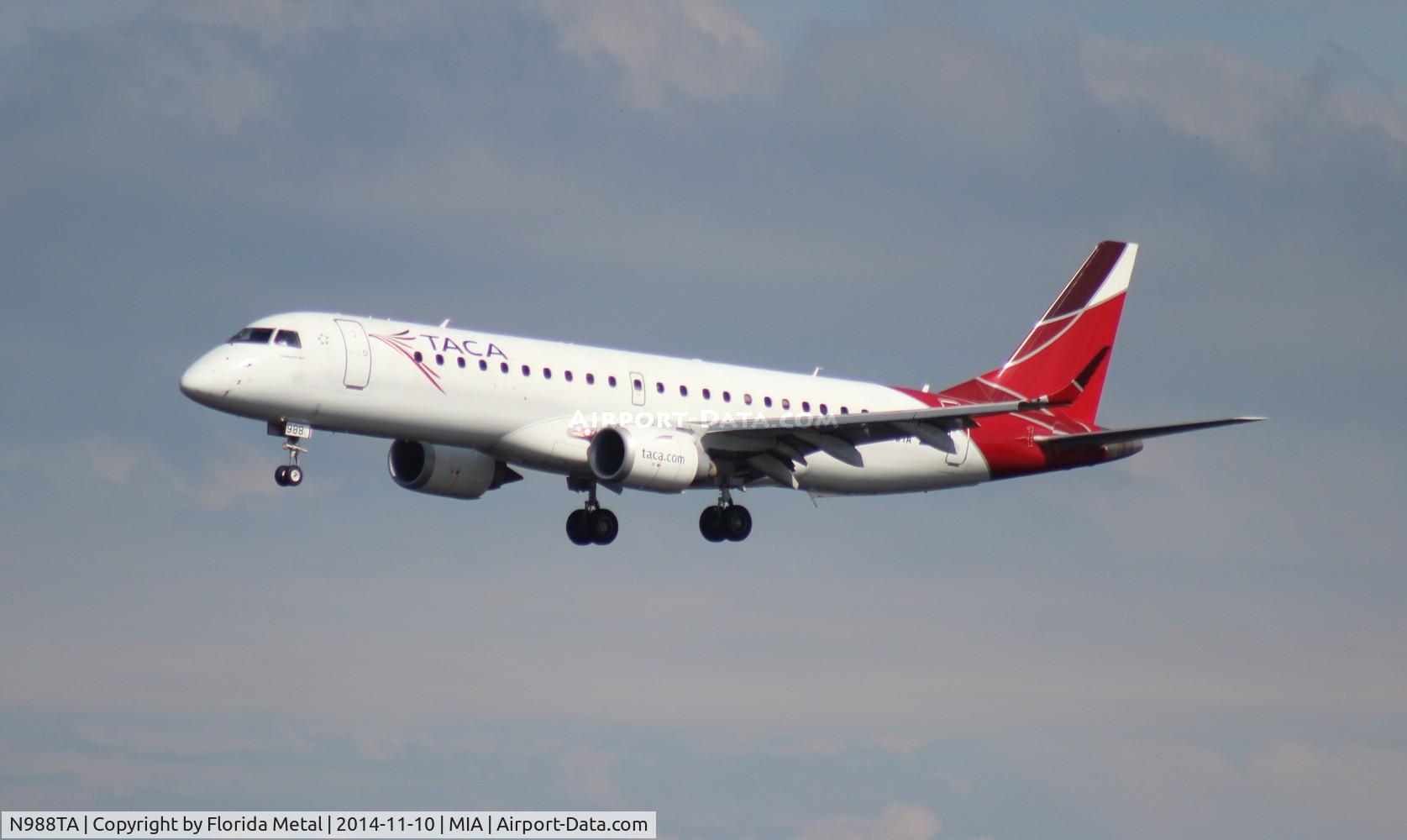 N988TA, 2010 Embraer ERJ-190-100 IGW 190AR C/N 19000399, Taca E190