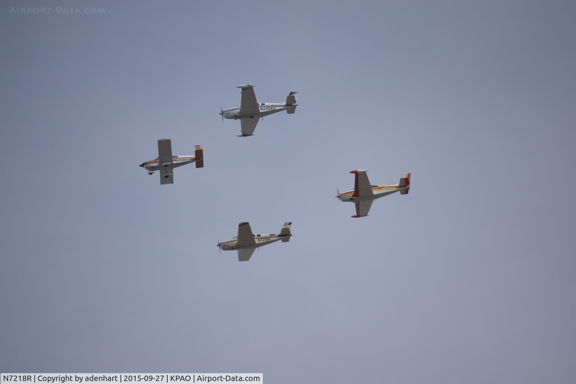 N7218R, 1974 Beech A36 Bonanza 36 C/N E-616, N7218R and the Beechboys in formation over KPAO